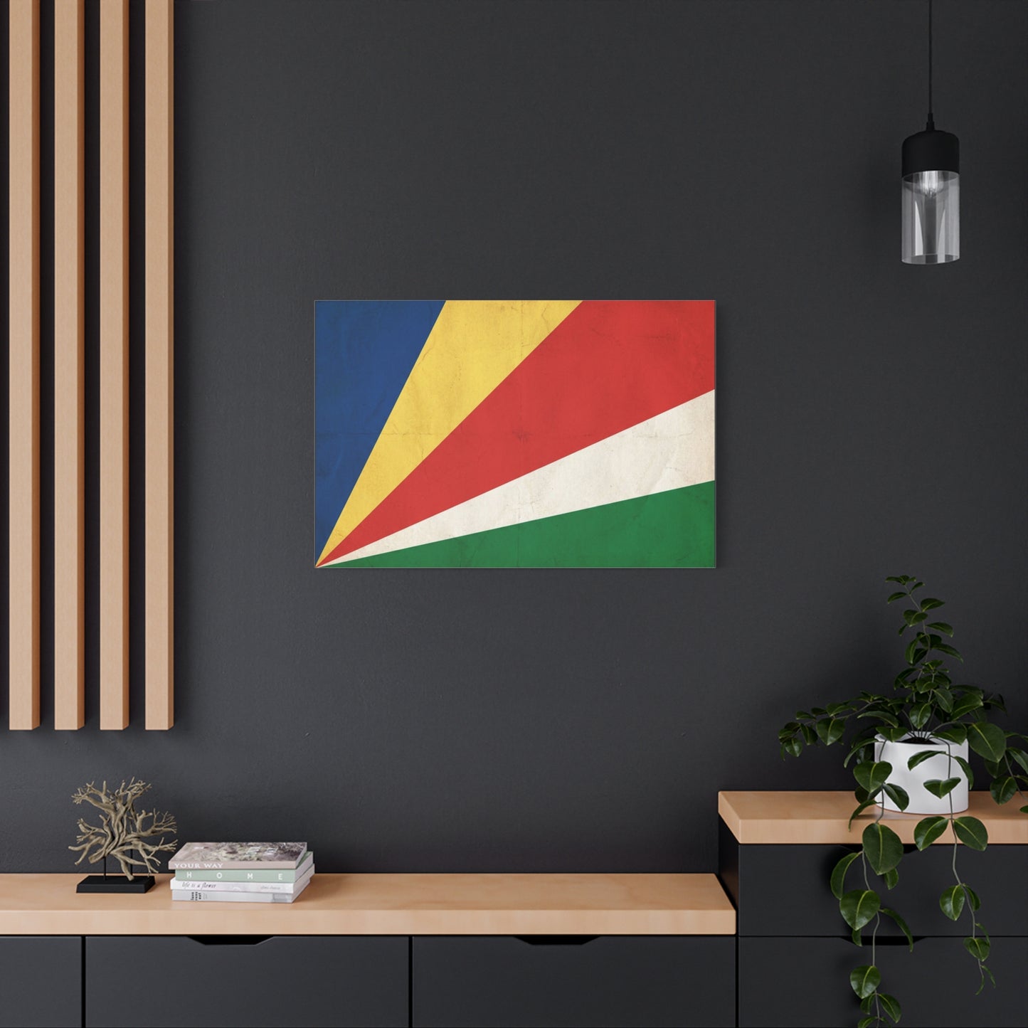 Seychelles Flag Canvas Wall Art - Vintage Republic Banner Print, Color Block Design - Matte Cotton Decor - Patriotic Wall Hanging, Living Room Home Decoration, Office Accent - Bedroom Home Decoration