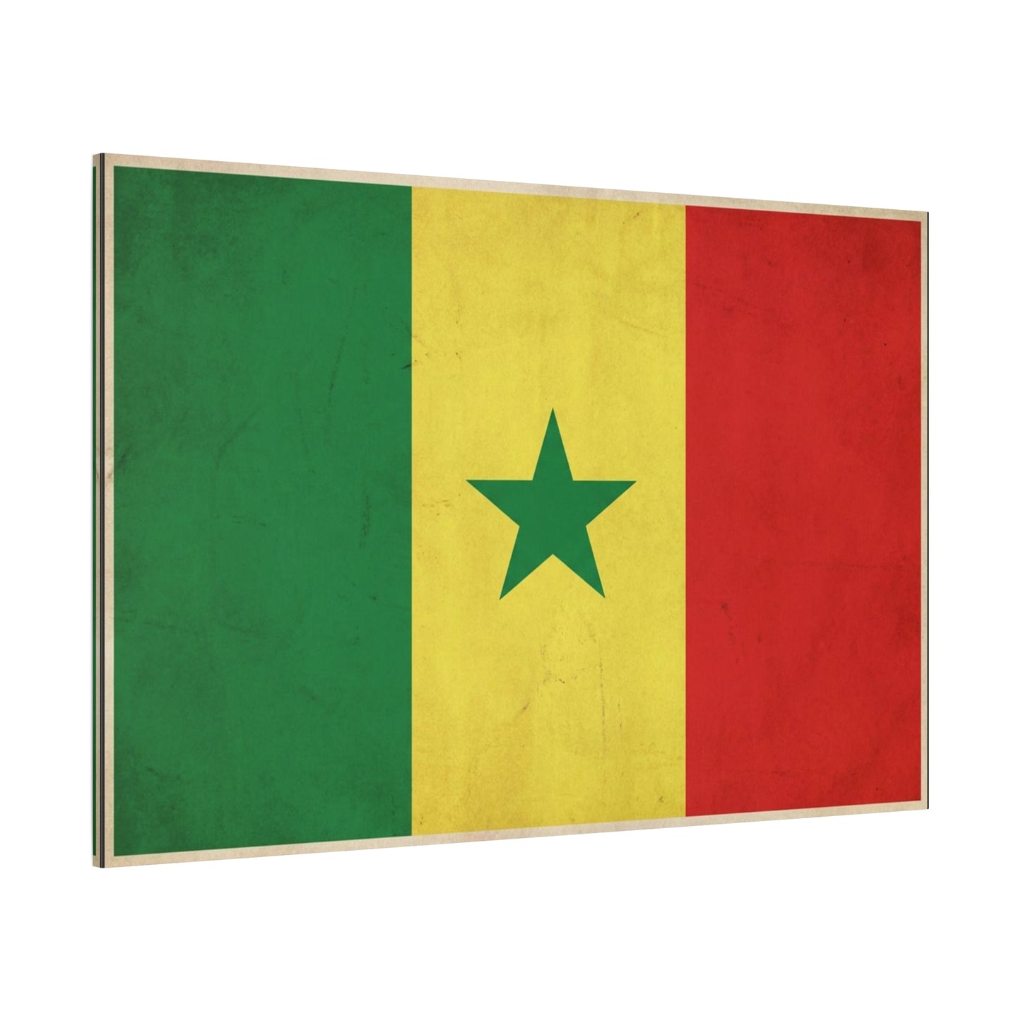 Senegal Flag Canvas Wall Art - Vintage National Pride Decor, Green Yellow Red Star Print - Cultural Heritage Style, Living Room Wall Decor, Bedroom Home Decoration - Ready to Hang - Ready to Hang