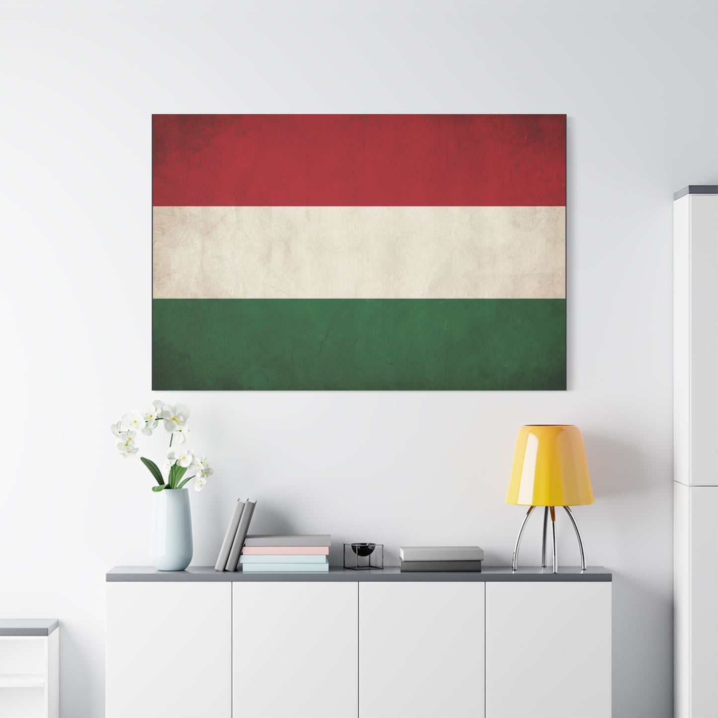 Hungary Flag Canvas Wall Art - Vintage Hungarian Tricolor Print, Distressed Red White Green Design - Patriotic Traditional Style - Living Room Wall Decor, Office Art Accent - Bedroom Home Decoration