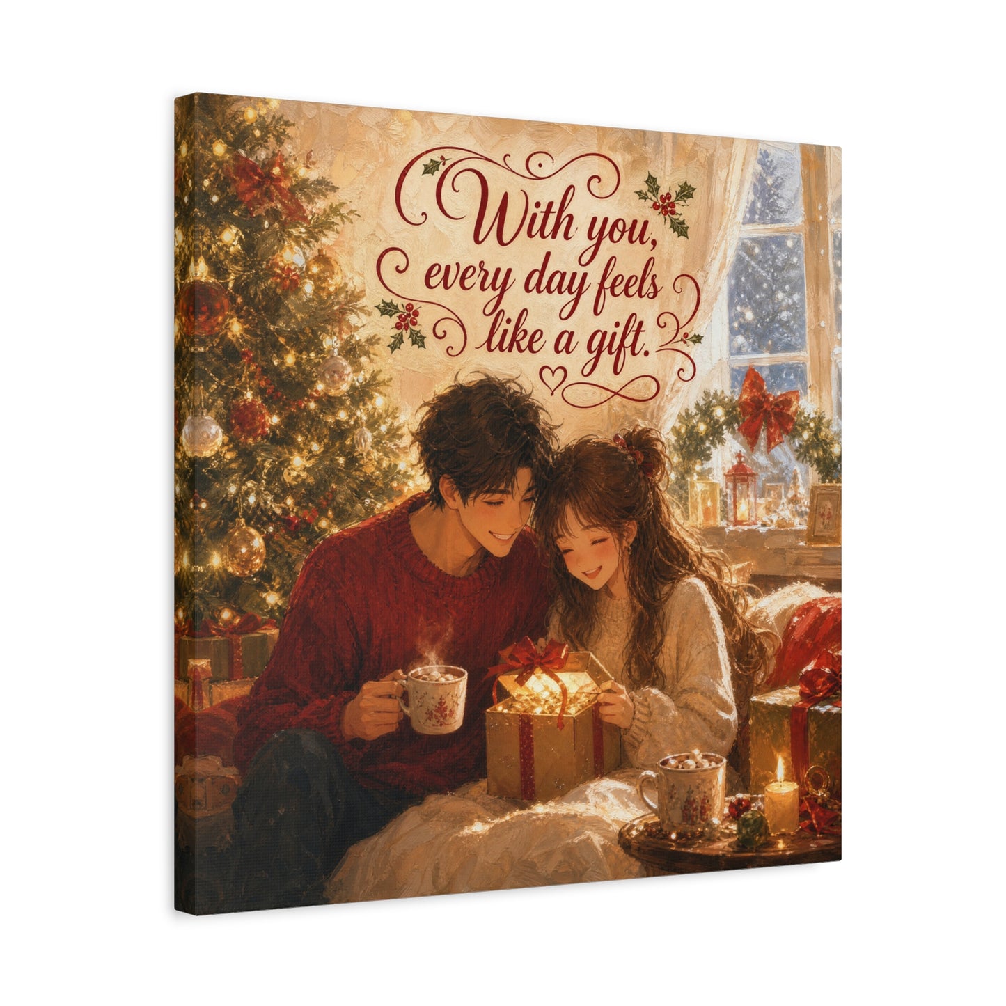 "With You" - Warm Golden Winter Decor - Traditional Quote Print For Bedroom, Living Room - Office Wall Art