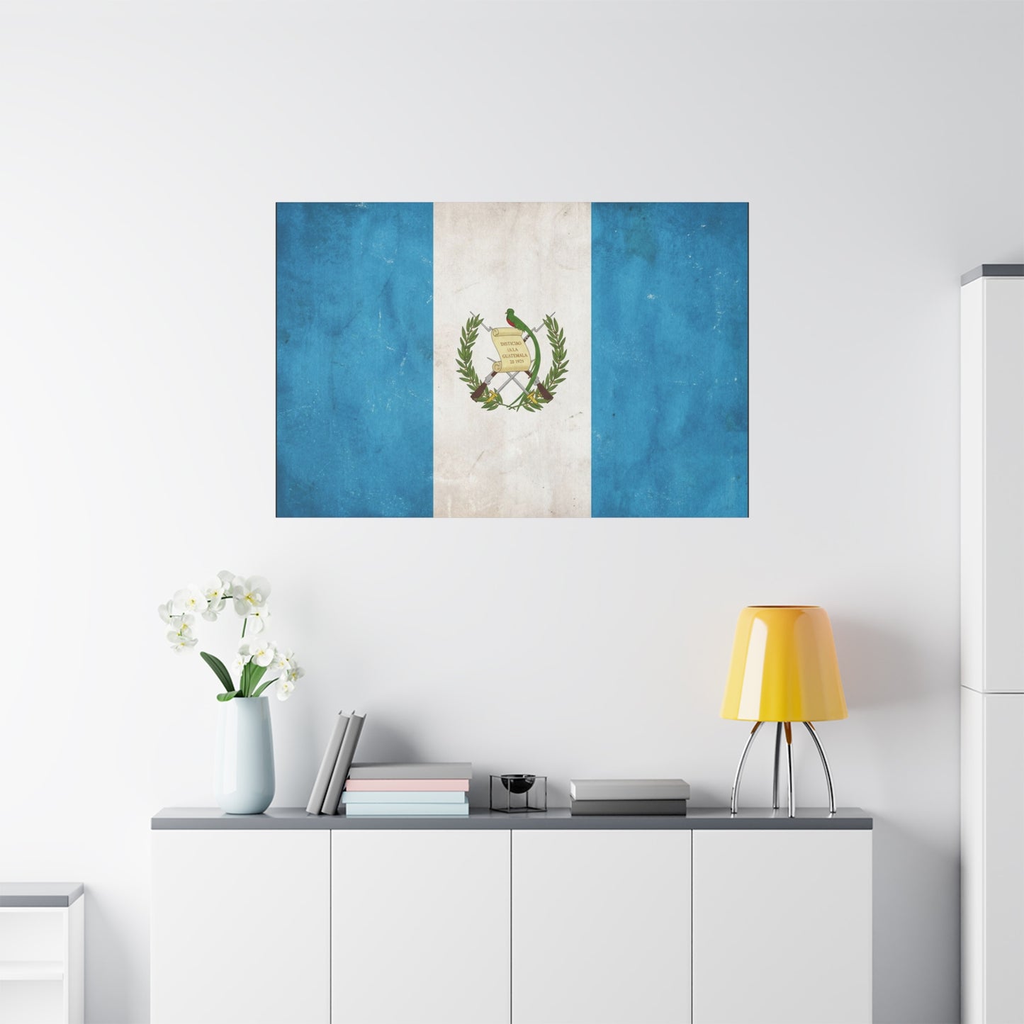 Guatemala Flag Canvas Wall Art - Distintivo De La Guatemala 15 1823 Vintage Blue White Banner Print - Patriotic Decor, Living Room Wall Decor, Office Accent - Bedroom Home Decoration - Ready to Hang