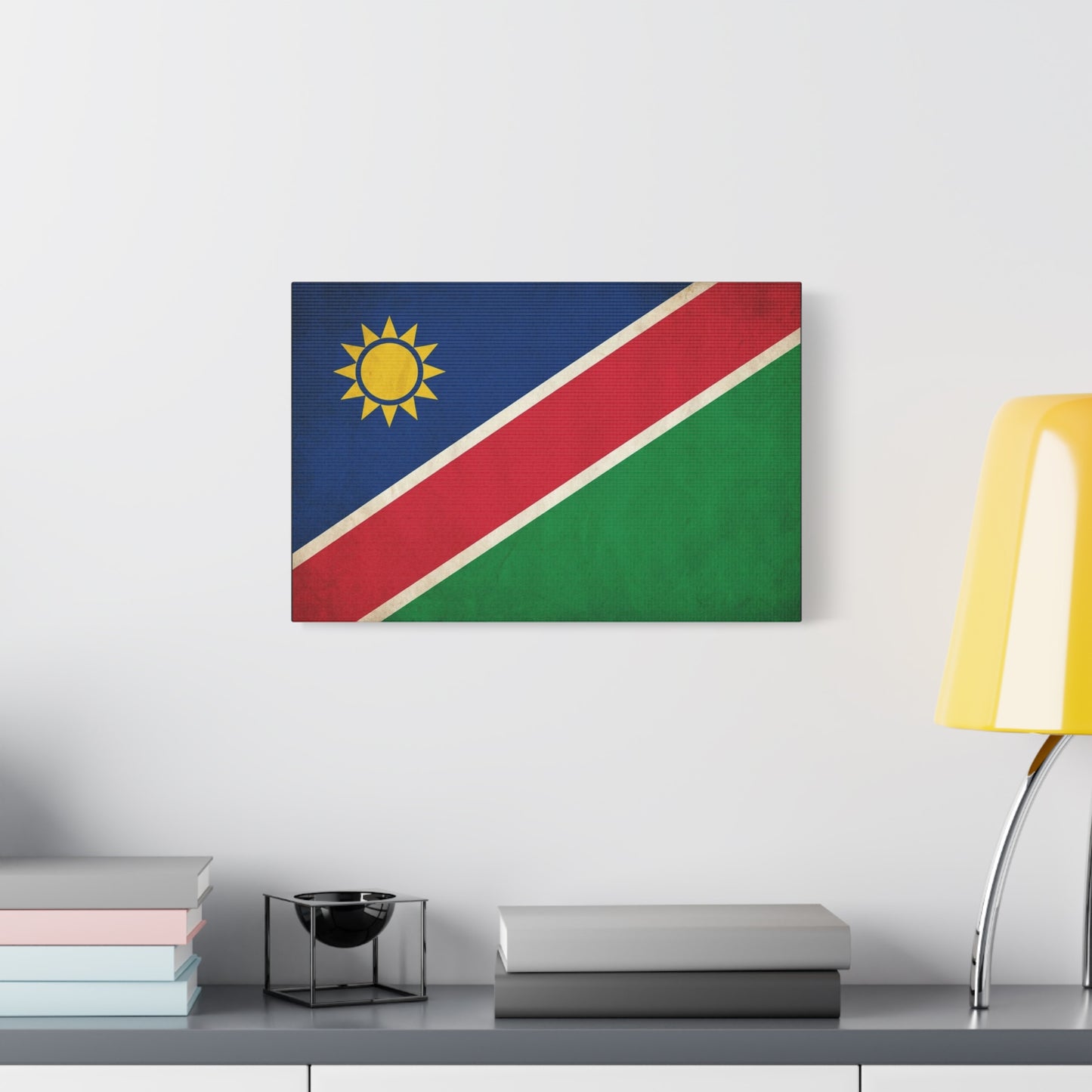 Namibia Flag Canvas Wall Art - Vintage National Pride Decor, Sun Emblem Tricolor Print - Traditional Patriotic Style - Living Room Wall Decor - Bedroom Home Decoration - Bedroom Home Decoration
