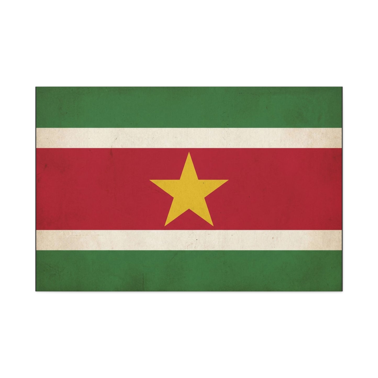 Suriname Flag Canvas Wall Art - Vintage Country Pride Decor, Retro National Banner Print - Green Red White Gold Star Design - Living Room Wall Decor - Bedroom Home Decoration - Bedroom Home Decoration