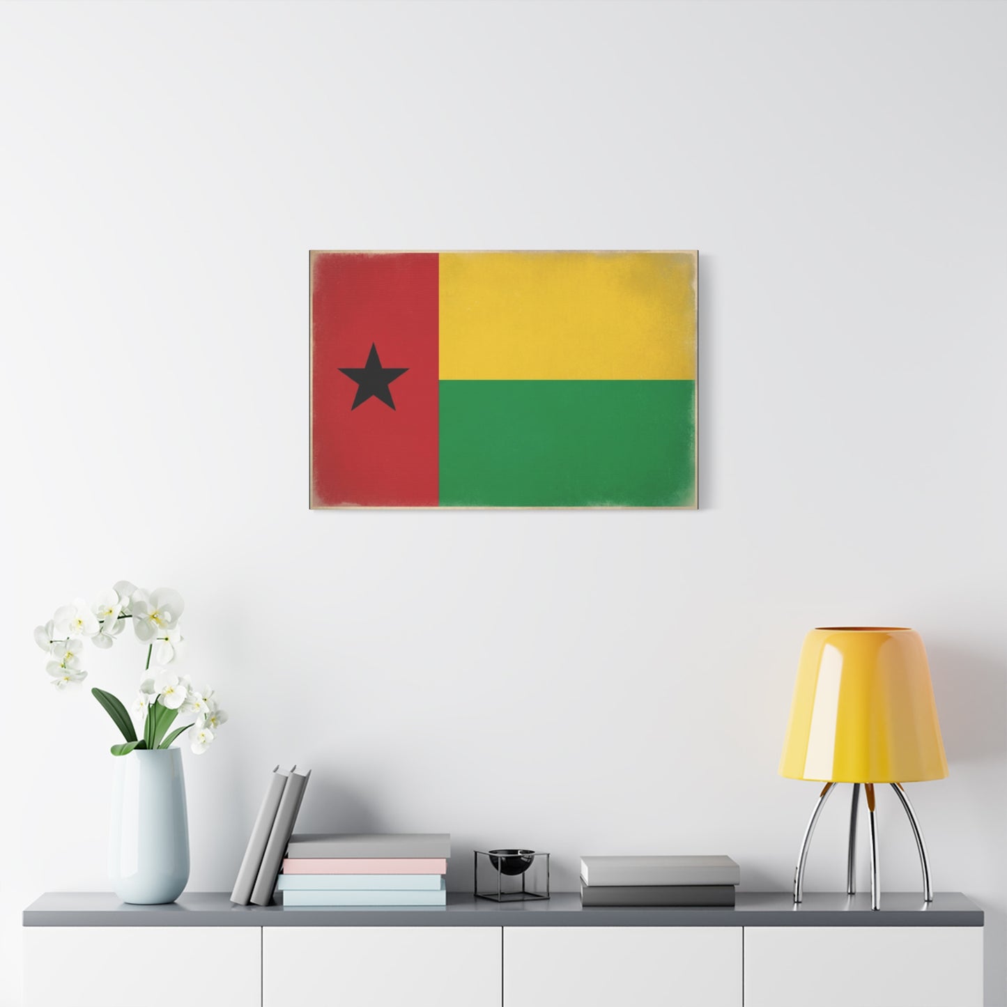 Guinea-Bissau Flag Canvas Wall Art - Vintage National Flag Print, Patriotic Heritage Decor - Matte Canvas Wall Hanging - Living Room Home Decoration - Bedroom Home Decoration - Modern Farmhouse Style