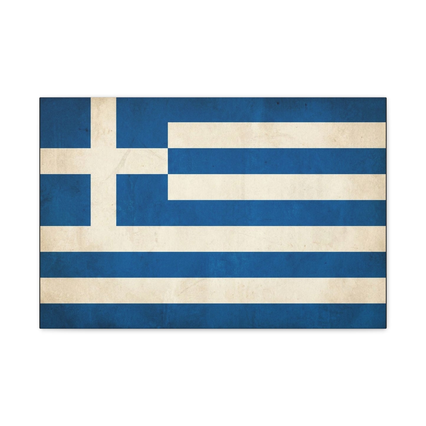 Greek Flag Canvas Wall Art - Vintage Greece National Banner Print, Blue And White Hellenic Stripe Design - Rustic Patriotic Decor - Living Room Wall Decor - Bedroom Home Decoration - Ready to Hang