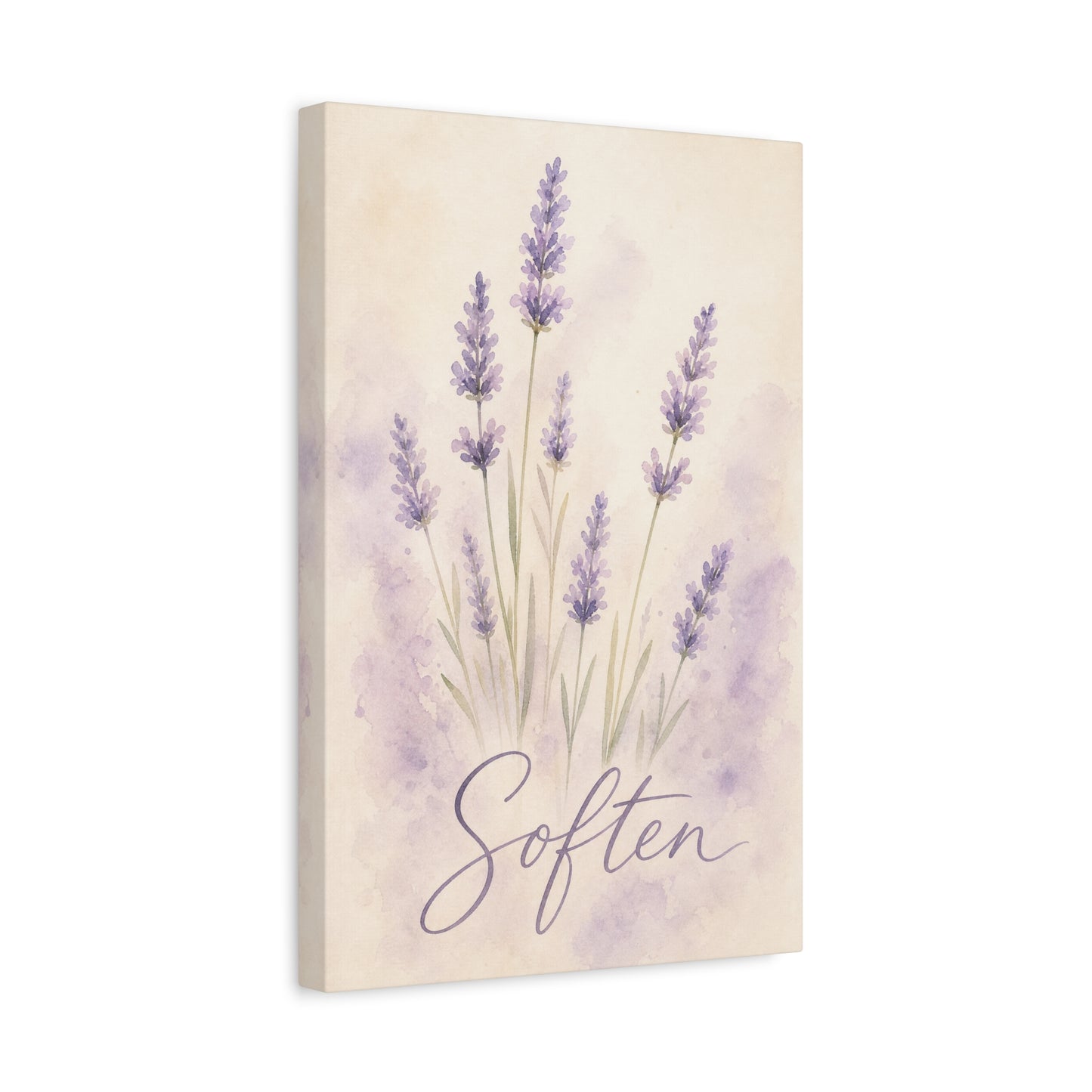 "Soften" Lavender Watercolor Canvas Wall Art - Botanical Floral Purple Wall Decor - Soft Pastel Home Decoration - Bedroom Bathroom Accent - Bedroom Home Decoration - Modern Farmhouse Style