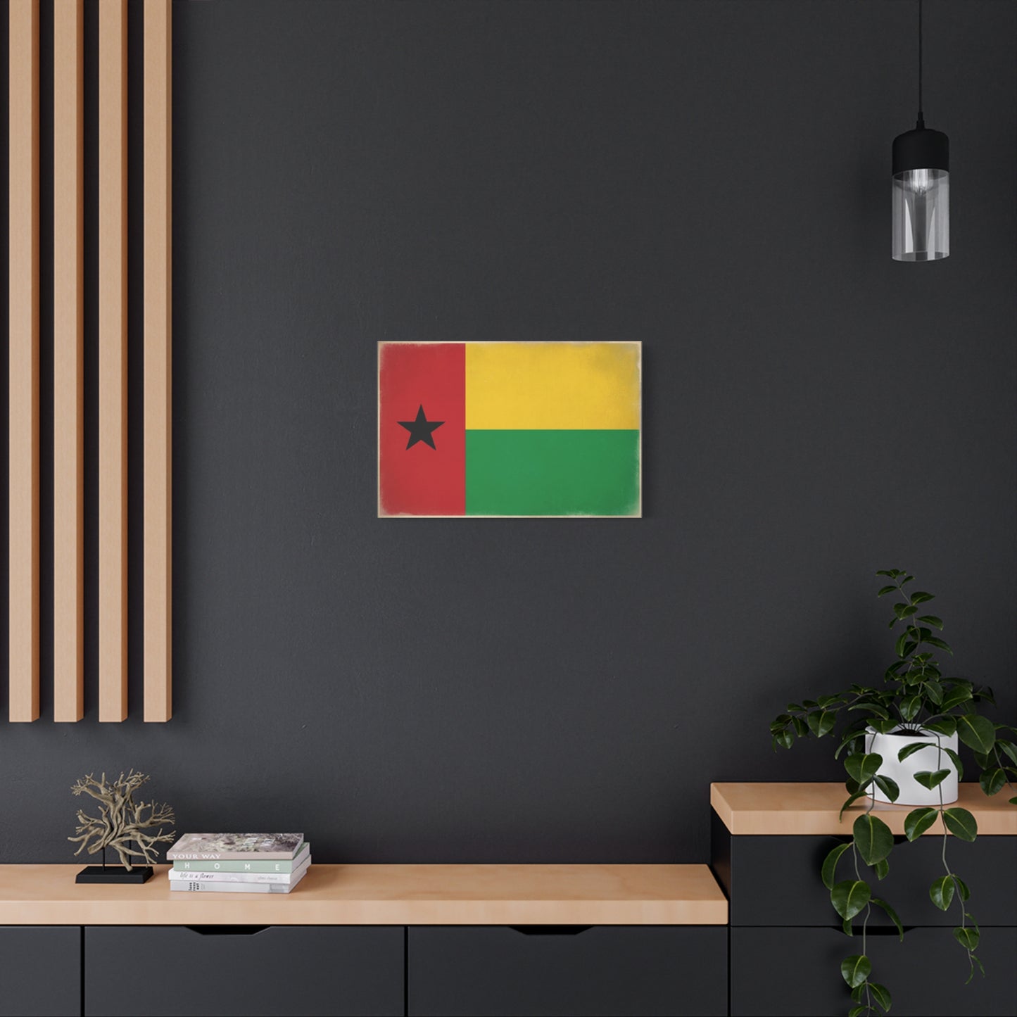Guinea-Bissau Flag Canvas Wall Art - Vintage National Flag Print, Patriotic Heritage Decor - Matte Canvas Wall Hanging - Living Room Home Decoration - Bedroom Home Decoration - Modern Farmhouse Style