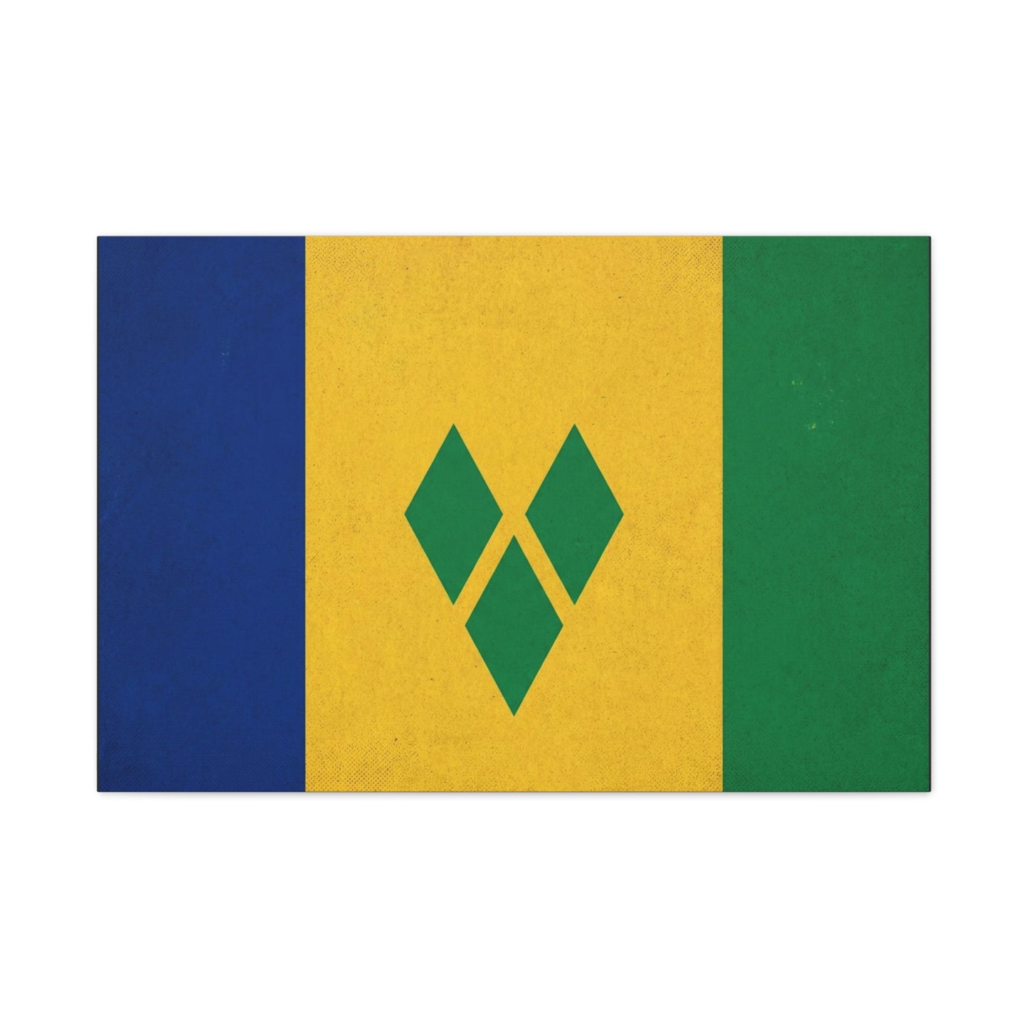 Saint Vincent Flag Canvas Wall Art - Blue Yellow Green Caribbean Flag Print - Vintage Textured Island Pride Decor - Living Room Wall Decor, Bedroom Home Decoration - Bedroom Home Decoration