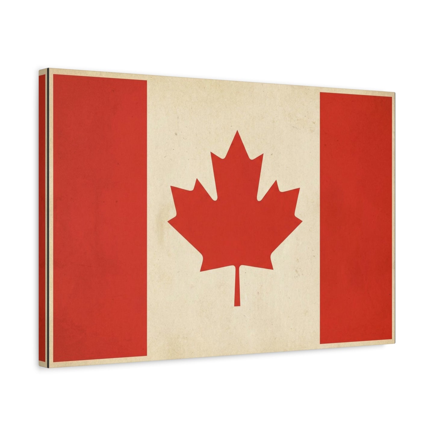 Canadian Flag Canvas Wall Art - Vintage Red Maple Leaf Patriotic Print, Rustic Neutral Texture, Canada Pride Decor, Living Room Wall Decor, Bedroom Home Decoration, Dorm Accent - Ready to Hang