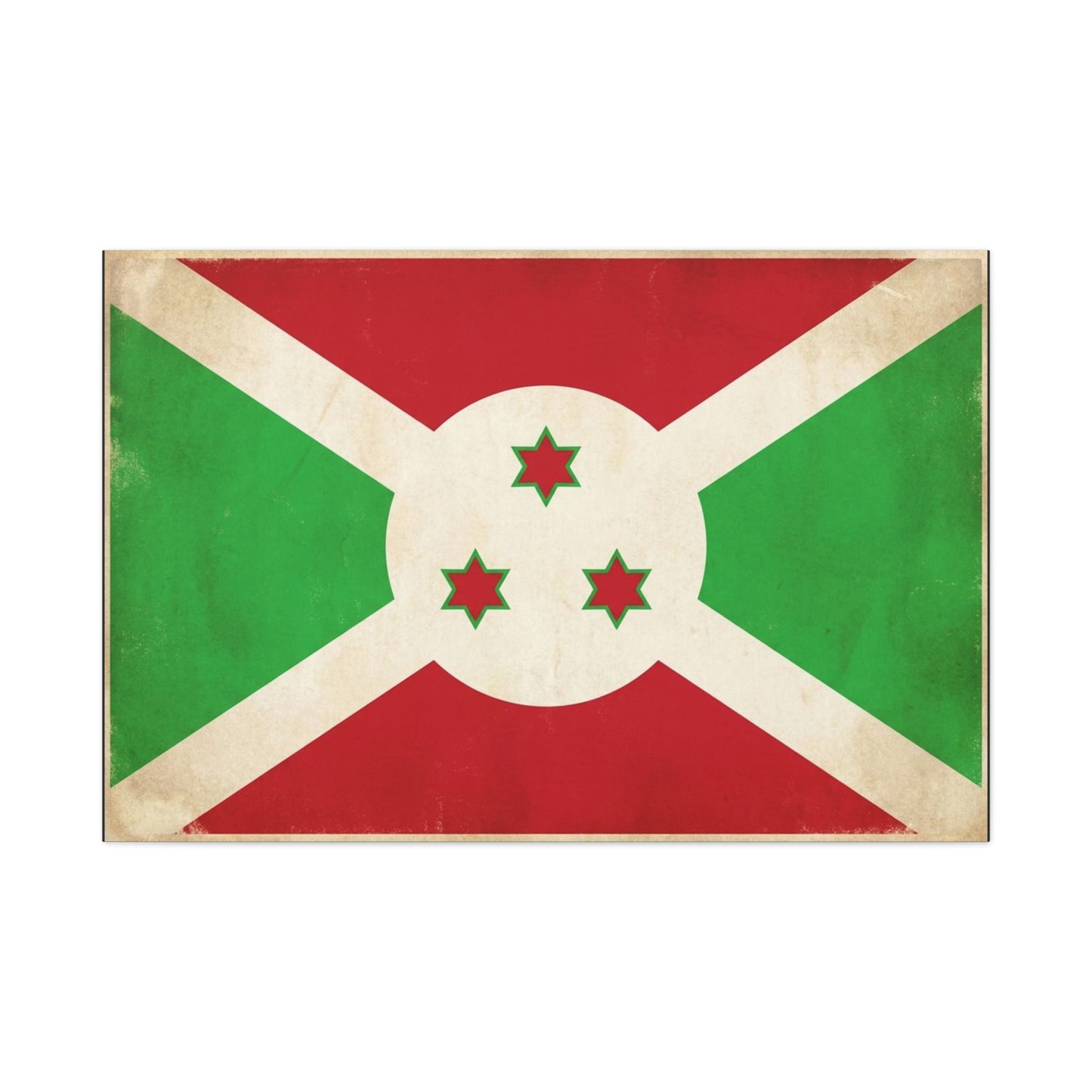 Burundi Flag Canvas Wall Art - Vintage National Banner Print, Patriotic Heritage Decor - Distressed Cotton Look, Traditional Style - Living Room Wall Decor - Modern Farmhouse Style - Ready to Hang