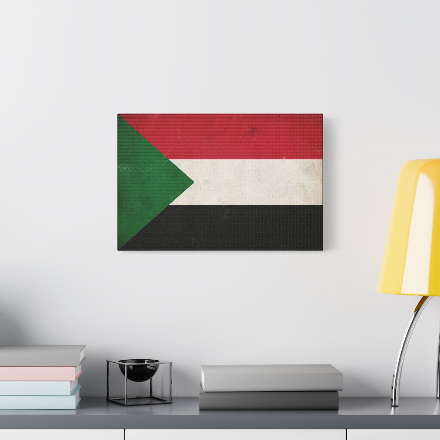 Sudan Flag Canvas Wall Art - Vintage National Flag Print, Distressed Patriotic Decor - Minimalist Graphic Cotton Canvas - Living Room Wall Decor, Office Art - Bedroom Home Decoration - Ready to Hang