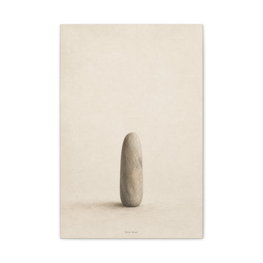 "Slow Down" Minimalist Stone Canvas Wall Art - Neutral Zen Still Life Decor - Contemporary Beige Meditation Print - Bedroom Living Room Decoration - Living Room Wall Decor - Bedroom Home Decoration