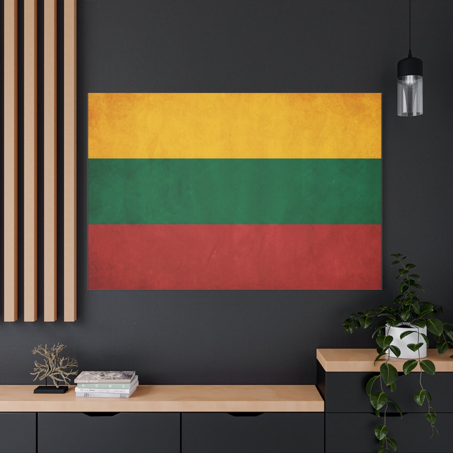 Lithuania Flag Canvas Wall Art - Vintage Tricolor National Print, Textured Cotton Decor - Traditional Patriotic Style - Living Room Wall Decor, Bedroom Home Decoration - Bedroom Home Decoration