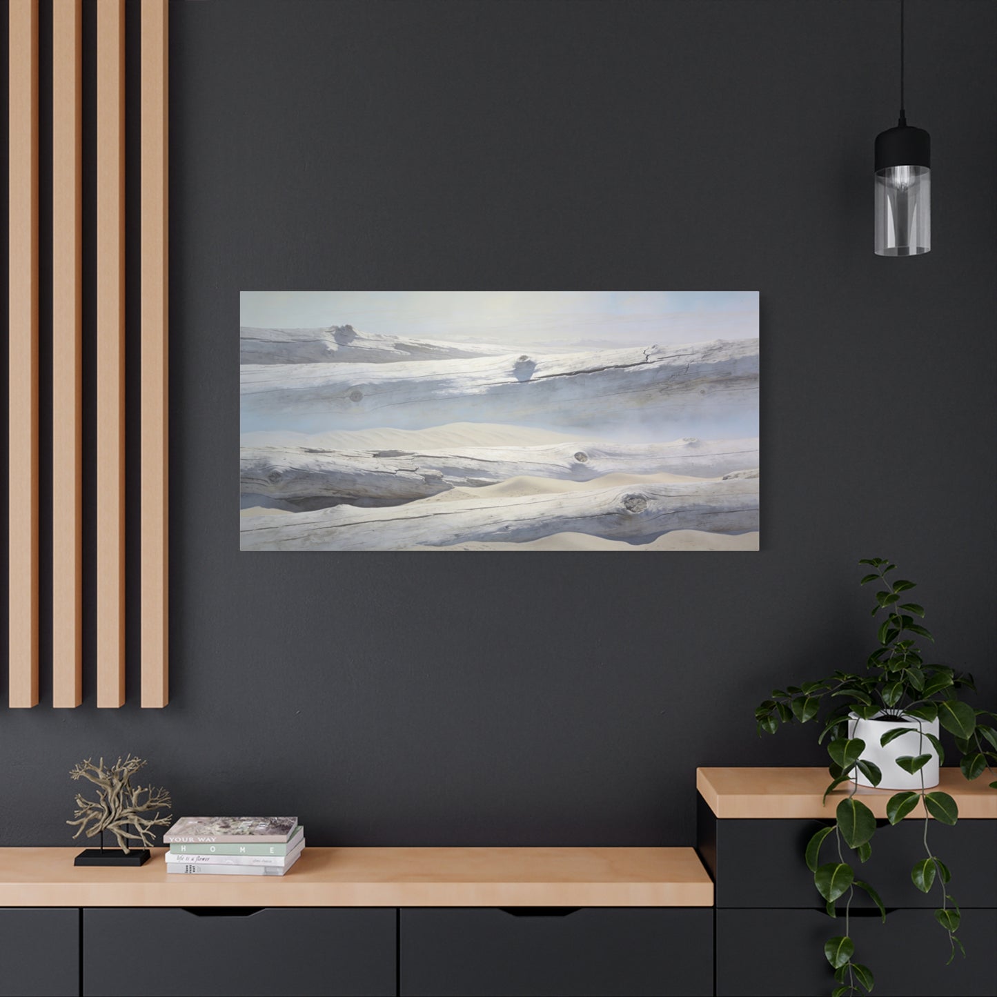 Driftwood Beach Canvas Wall Art - Coastal Sand Dunes Art Print, Soft Blue Beige Neutral Tones - Minimalist Coastal Style - Living Room Wall Decor, Bedroom Home Decoration - Ready to Hang