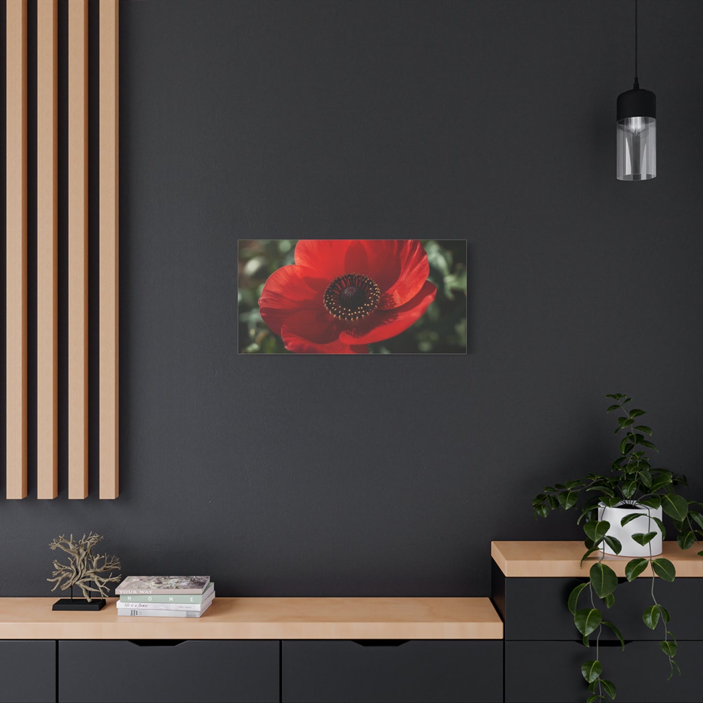 Red Poppy Flower Canvas Wall Art - Botanical Floral Close Up Art Print, Matte Canvas Print - Contemporary Nature Wall Decor, Bedroom Home Decoration, Living Room Accent, Office Art - Ready to Hang
