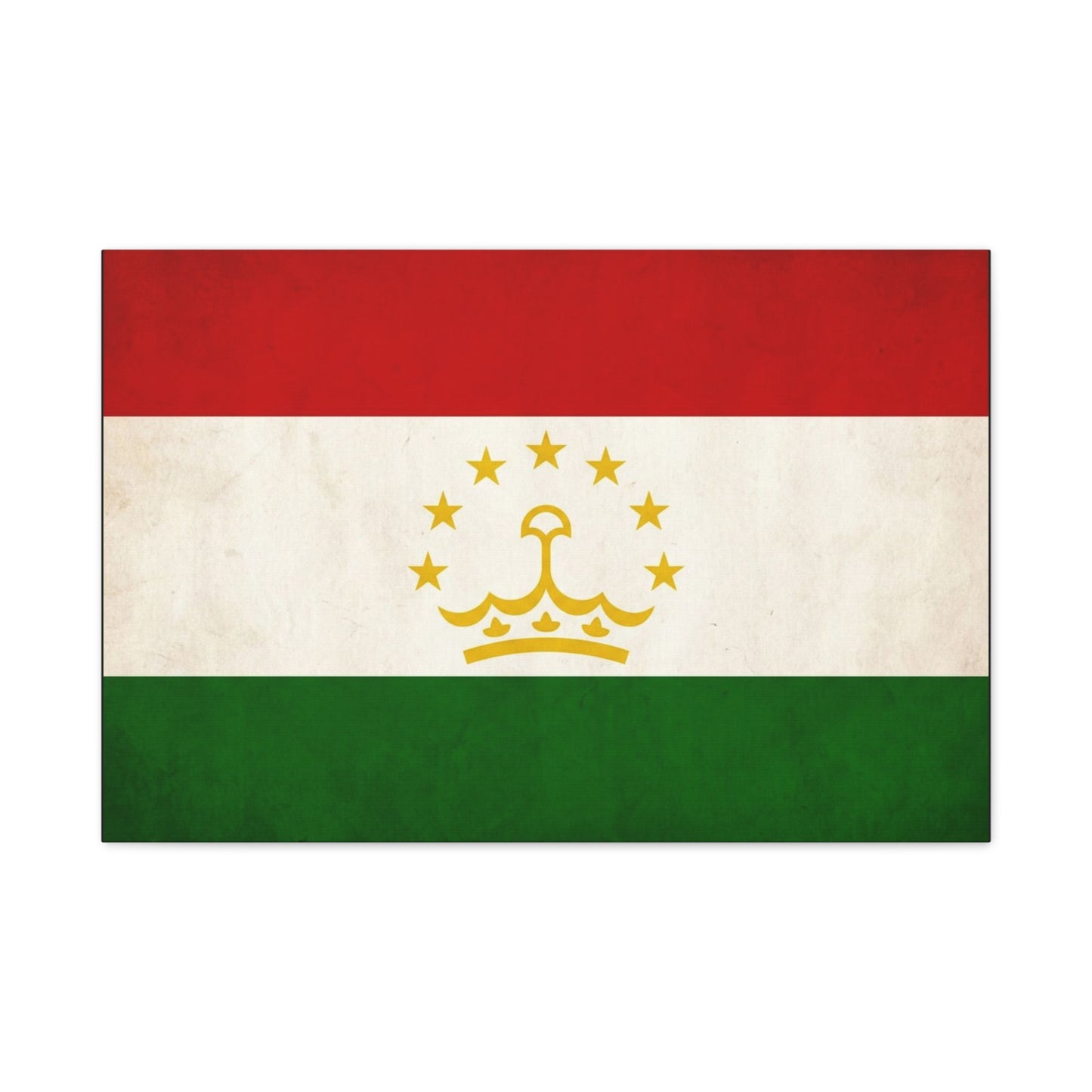 Tajikistan Flag Canvas Wall Art - Vintage Country Flag Print, Red White Green Banner With Crown And Stars - Patriotic Decor - Living Room Wall Decor, Bedroom Home Decoration - Bedroom Home Decoration