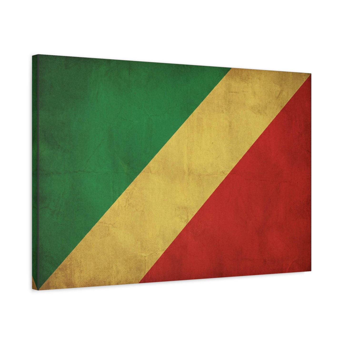 Republic Of The Congo Flag Canvas Wall Art - Vintage National Banner Print, Distressed Tricolor Design - Traditional Patriotic Decor - Living Room Wall Decor - Bedroom Home Decoration - Ready to Hang