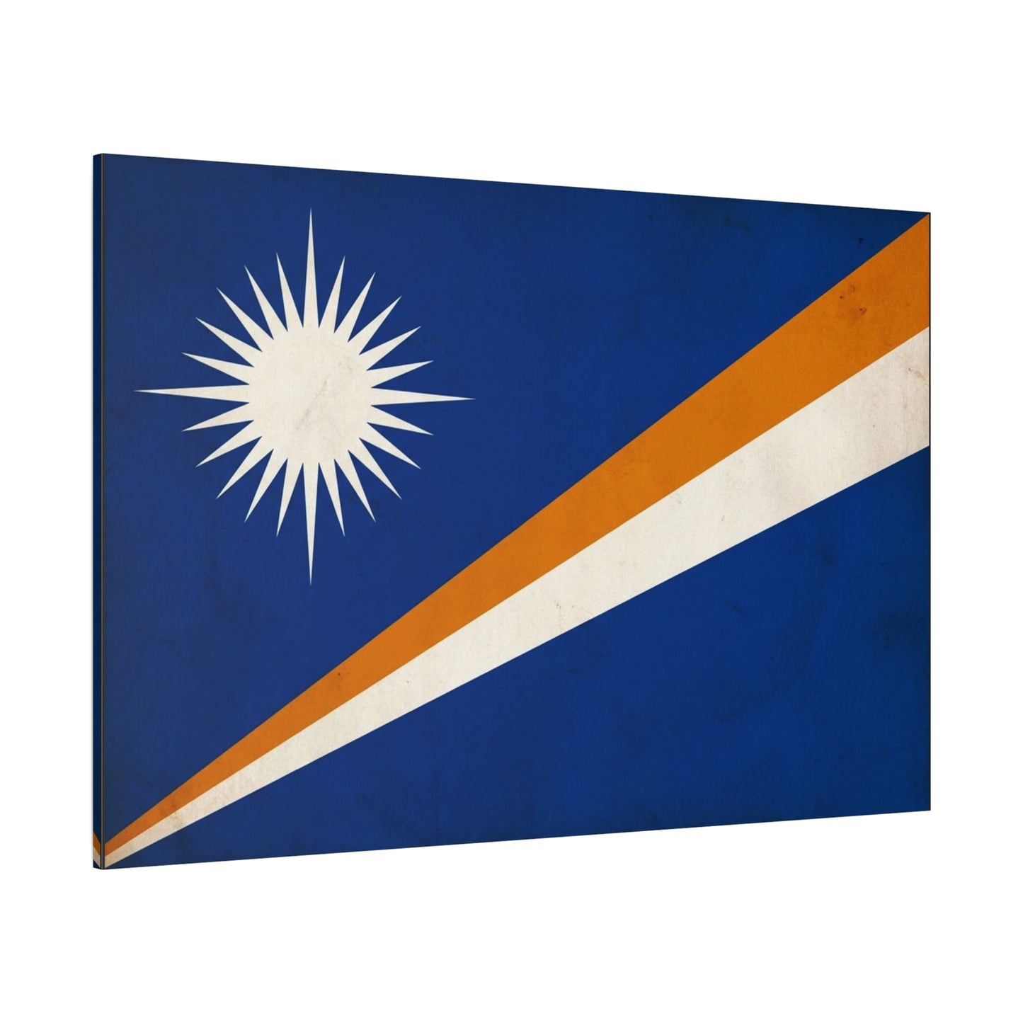 Marshall Islands Flag Canvas Wall Art - Blue Field, White Starburst, Orange Stripe - Vintage Patriotic Print - Coastal Island Decor For Living Room, Office Wall Display Accent - Modern Farmhouse Style
