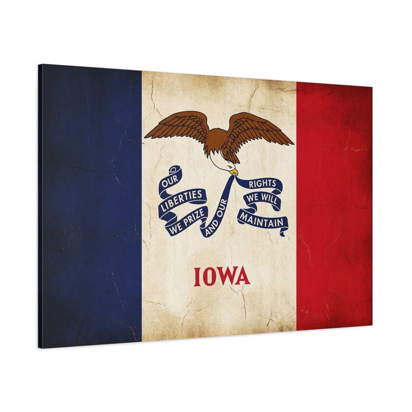 Iowa State Flag Canvas Wall Art - "Our Liberties We Prize And Our Rights We Will Maintain" Eagle Print - Vintage Patriotic Decor - Living Room Wall Decor, Office Art - Bedroom Home Decoration