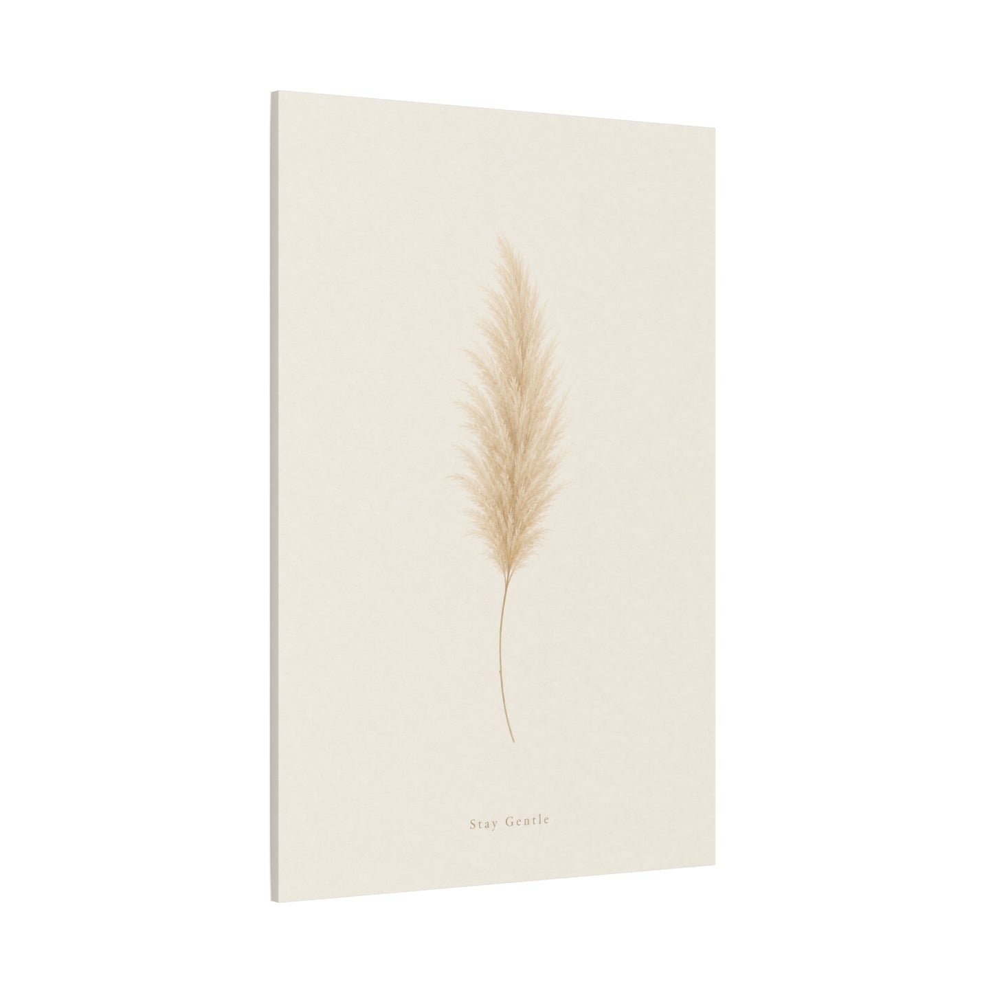 "Stay Gentle" Pampas Grass Canvas Wall Art - Minimalist Botanical Beige Neutral Print - Soft Contemporary Wall Decor - Bedroom Home Decoration, Living Room Accent, Meditation Space - Ready to Hang