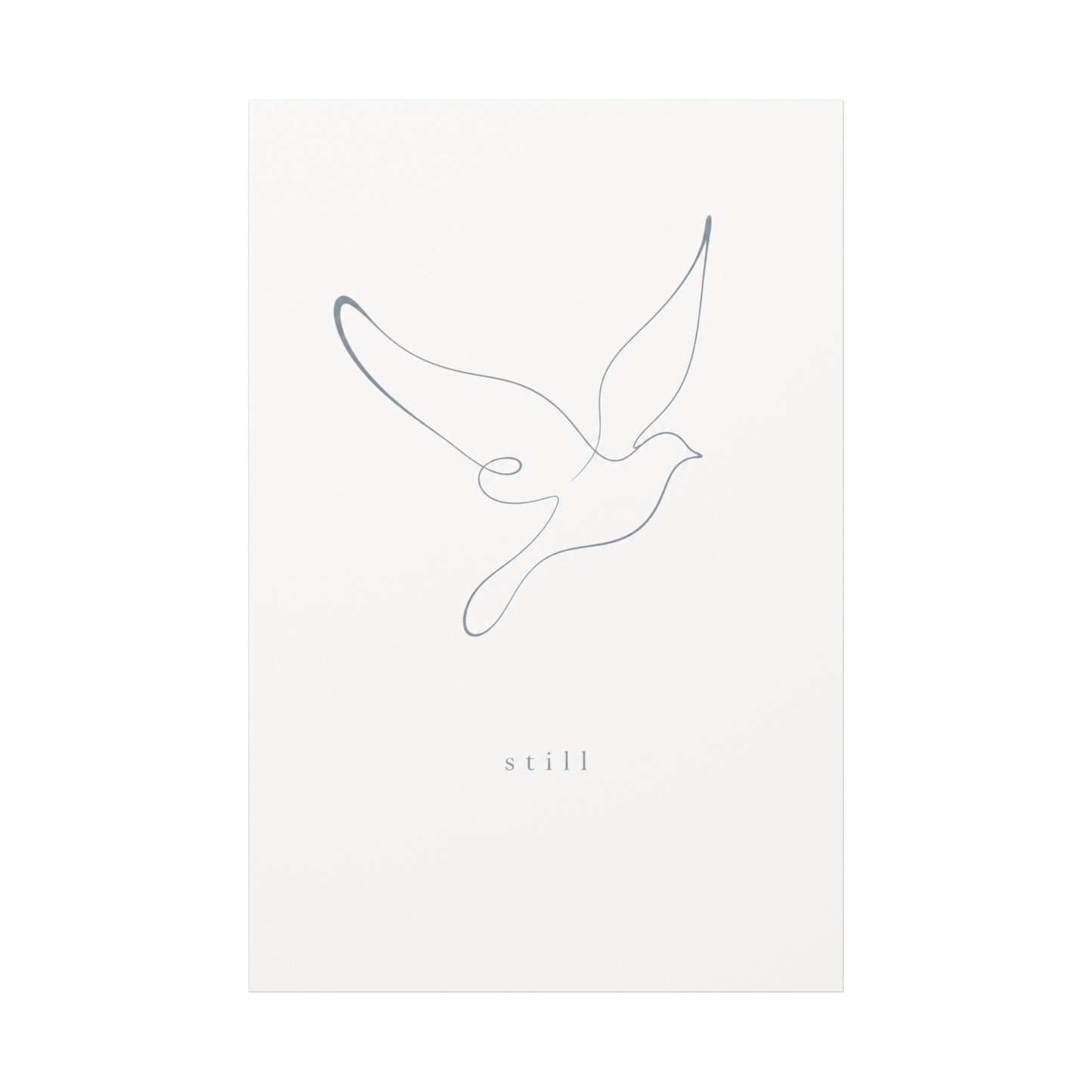 "Still" Dove Canvas Wall Art - Minimalist Line Drawing Bird Print, Calm Neutral Typography Decor - Modern Bedroom Home Decoration, Meditation Space Accent, Living Room Wall Decor - Ready to Hang