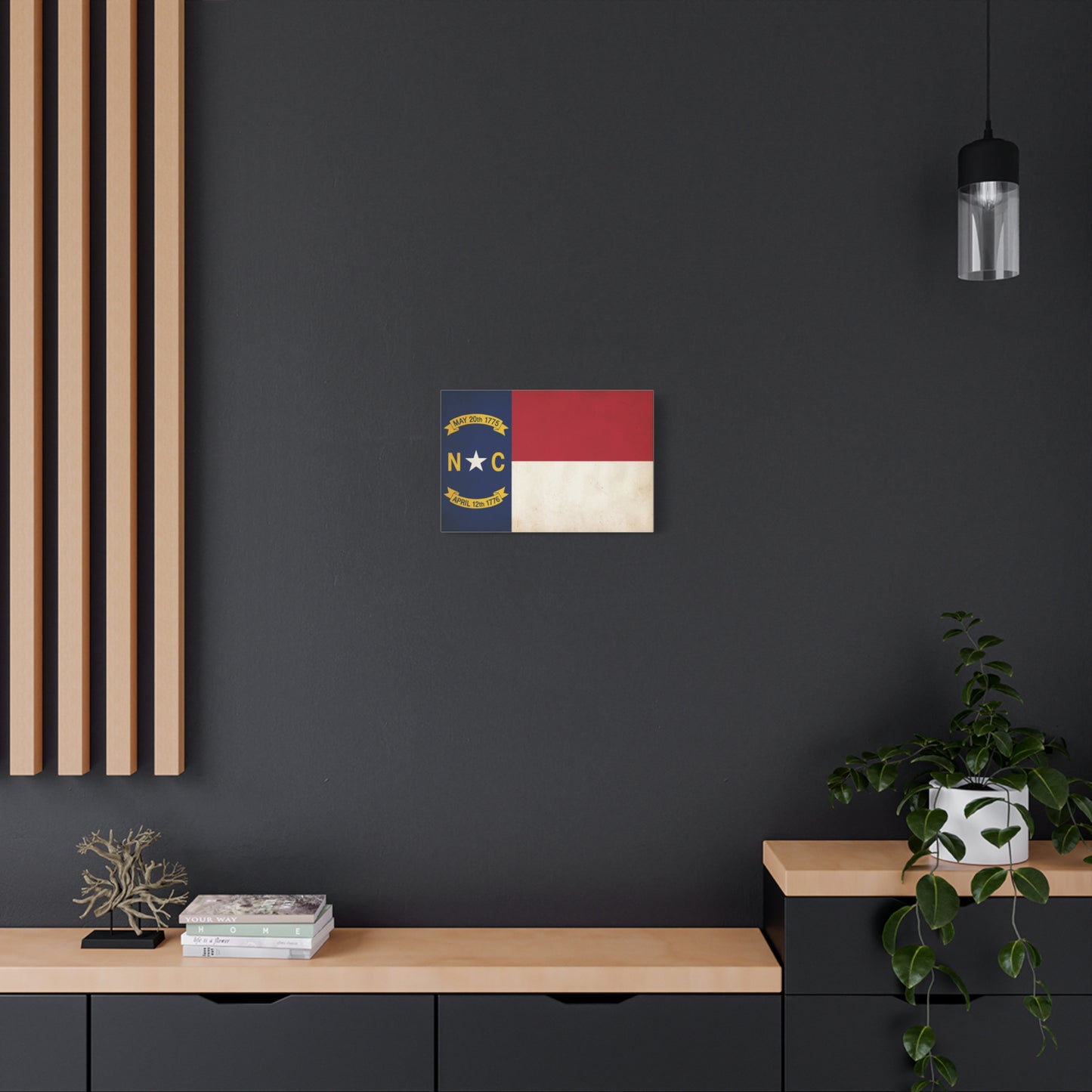 North Carolina State Flag Canvas Wall Art - "May 20th 1775" "April 12th 1776" Vintage Patriotic Print - Rustic Americana Decor - Living Room Home Decoration, Office Wall Accent - Ready to Hang