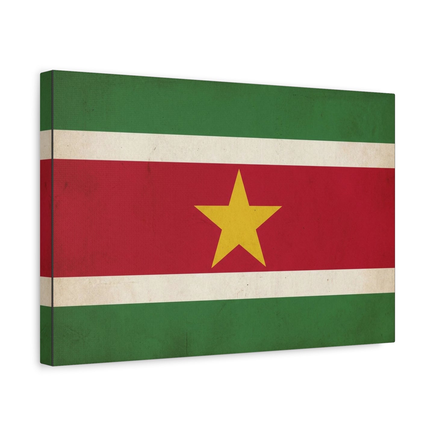 Suriname Flag Canvas Wall Art - Vintage Country Pride Decor, Retro National Banner Print - Green Red White Gold Star Design - Living Room Wall Decor - Bedroom Home Decoration - Bedroom Home Decoration