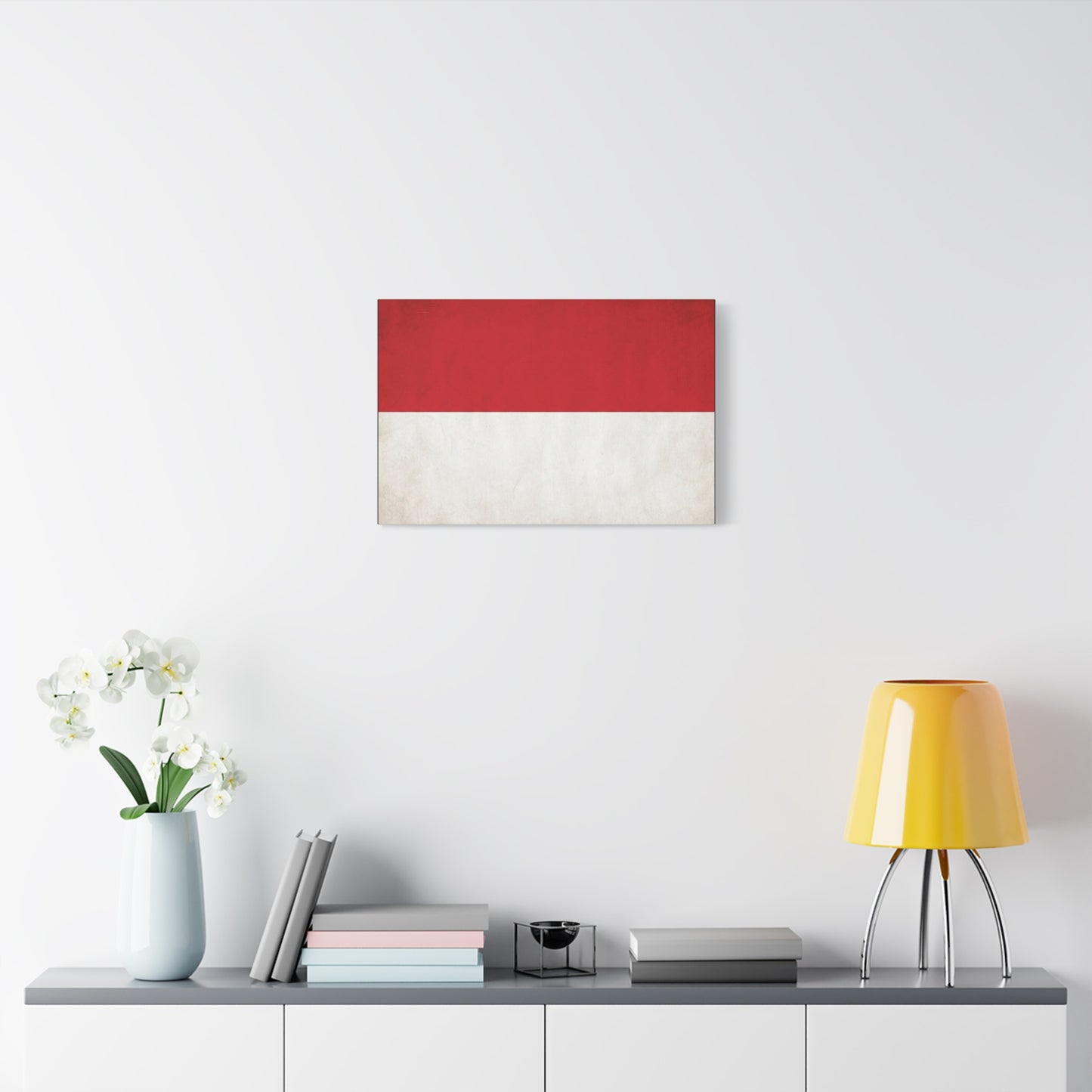 Indonesia Flag Canvas Wall Art - Red And White National Banner Print, Minimalist Patriotic Decor - Modern Cotton Canvas Style - Living Room Wall Decor - Bedroom Home Decoration - Cozy Reading Nook Art