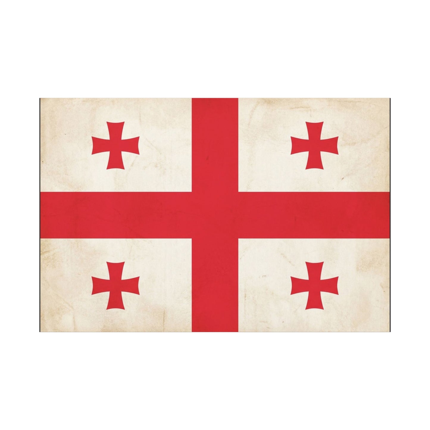 Georgia Flag Canvas Wall Art - Vintage Georgian Cross Flag Print, Patriotic Heritage Decor - Matte Cotton Artwork - Living Room Wall Decor, Office Accent - Bedroom Home Decoration - Ready to Hang