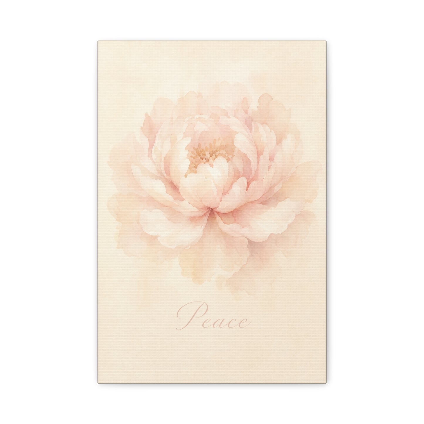 "Peace" Peony Canvas Wall Art - Blush Floral Watercolor Print, Minimalist Bedroom Home Decoration, Soft Botanical Wall Decor, Nursery Accent - Bedroom Home Decoration - Modern Farmhouse Style