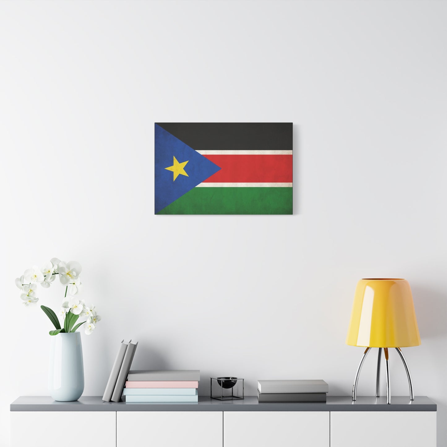 South Sudan Flag Canvas Wall Art - South Sudan Pride Decor, Vintage National Banner Print - Colorful Patriotic Artwork - Living Room Wall Decor, Office Art - Bedroom Home Decoration - Ready to Hang