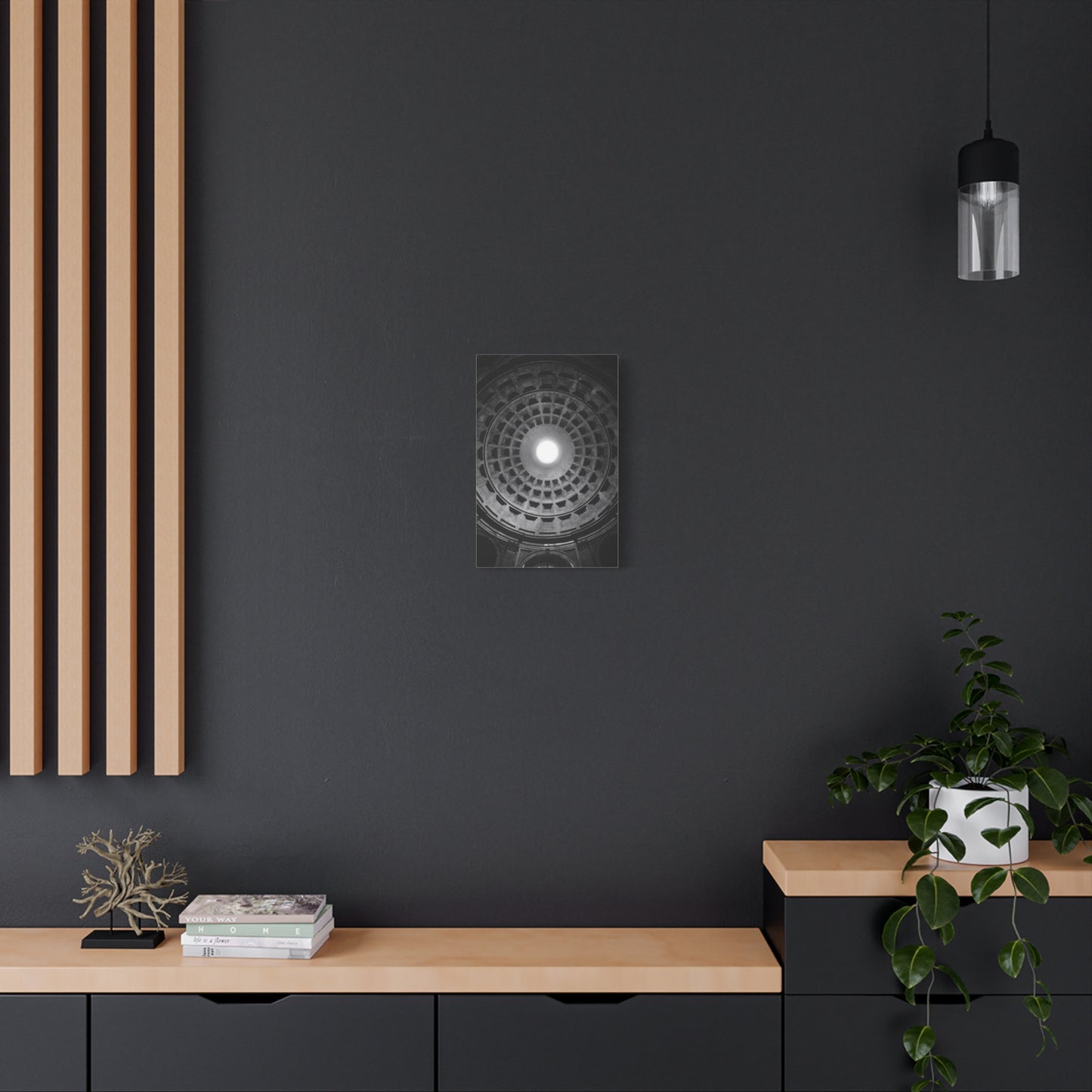 Pantheon Dome Canvas Wall Decor - Black And White Architectural Oculus Art Print - Modern Monochrome Cotton Print - Contemporary Living Room Accent, Bedroom Decoration, Office Interior