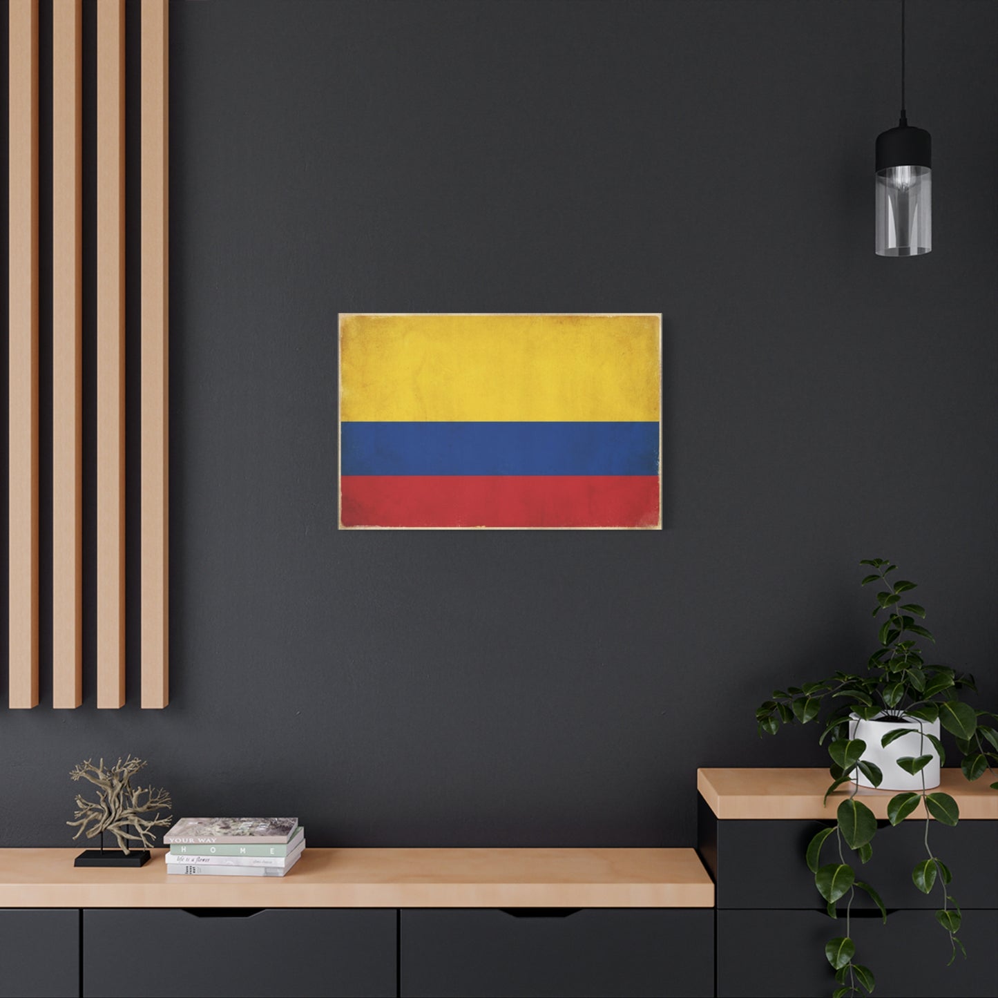 Colombia Flag Canvas Wall Art - Vintage Colombian Flag Print, Patriotic Rustic Decor - Matte Cotton Artwork - Living Room Home Decoration, Office Accent - Living Room Wall Decor - Ready to Hang