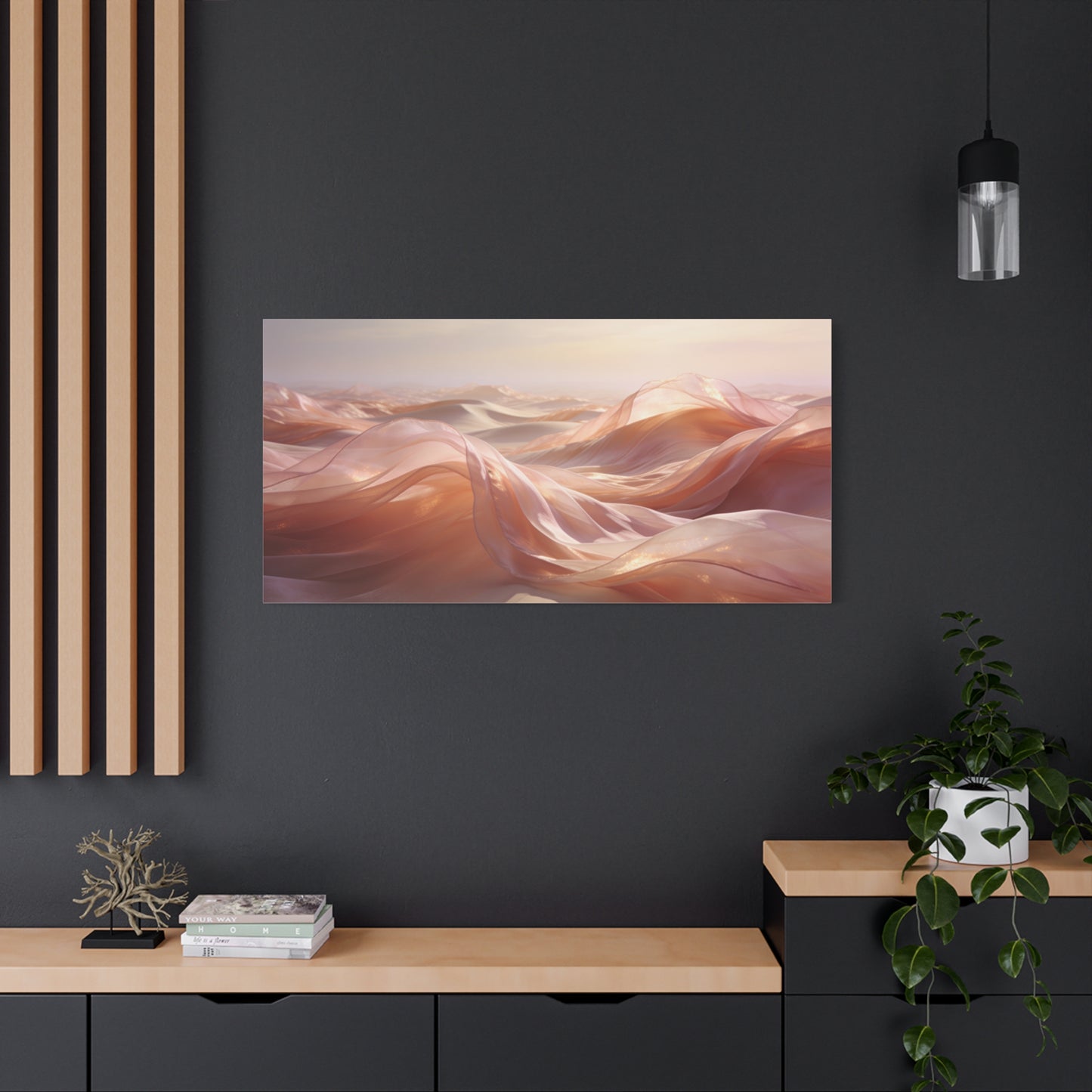 Blush Abstract Desert Dunes Canvas Wall Art - Ethereal Flowing Fabric Landscape - Modern Matte Print - Pink Beige Contemporary Style - Living Room Wall Decor Bedroom Home Decoration - Ready to Hang