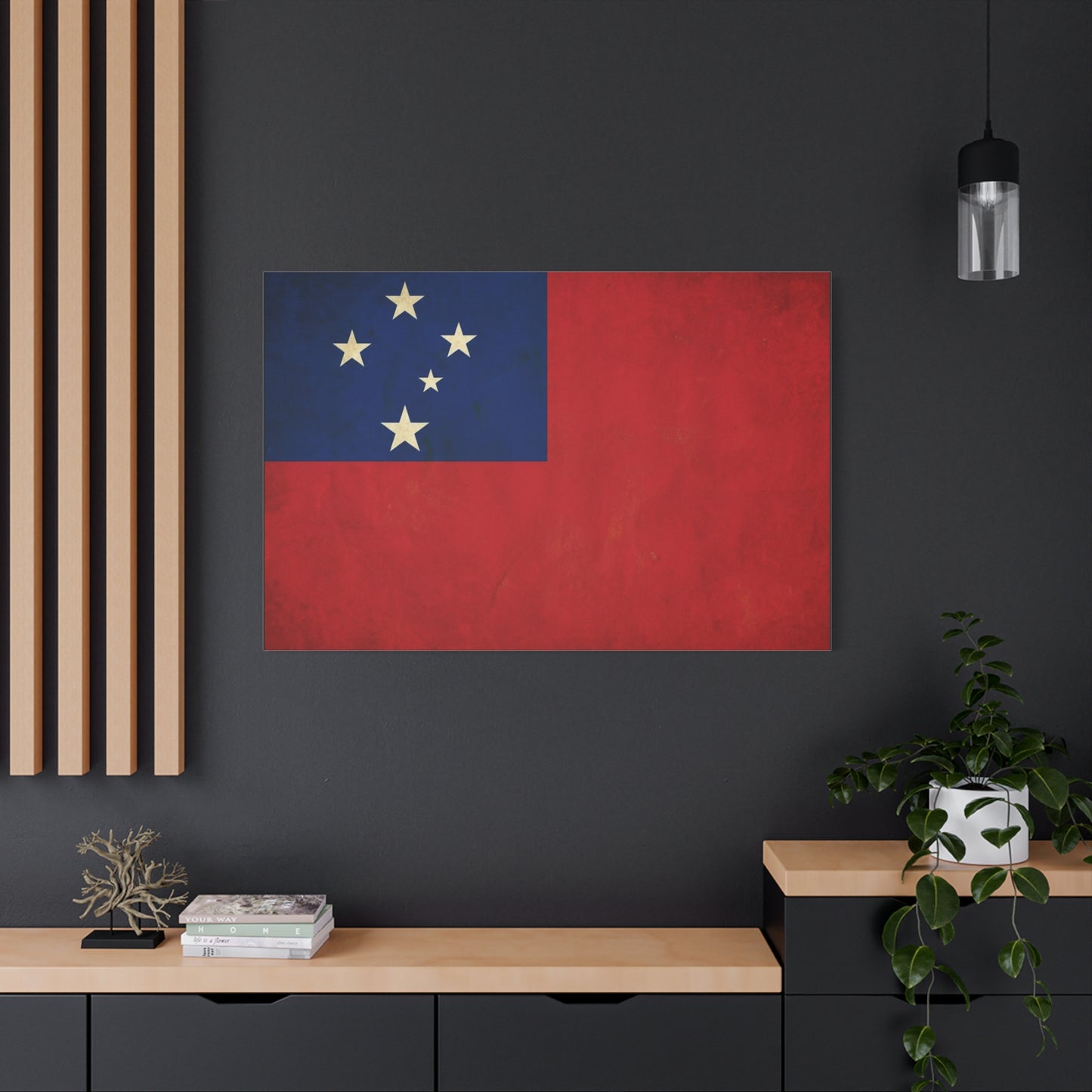 Samoa Flag Canvas Wall Art - Vintage Polynesian Nation Banner Print, Patriotic Island Decor - Matte Cotton Artwork - Living Room Home Decoration, Office Accent - Living Room Wall Decor - Ready to Hang