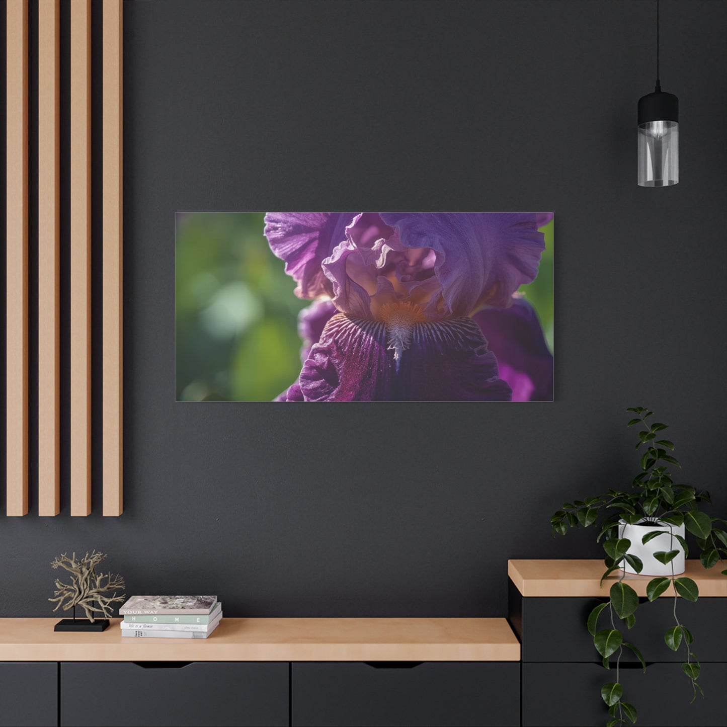 Purple Iris Canvas Wall Art - Floral Macro Art Print, Botanical Canvas Print - Soft Matte Cotton Detail, Contemporary Style - Bedroom Wall Decor, Living Room Home Accent - Bedroom Home Decoration