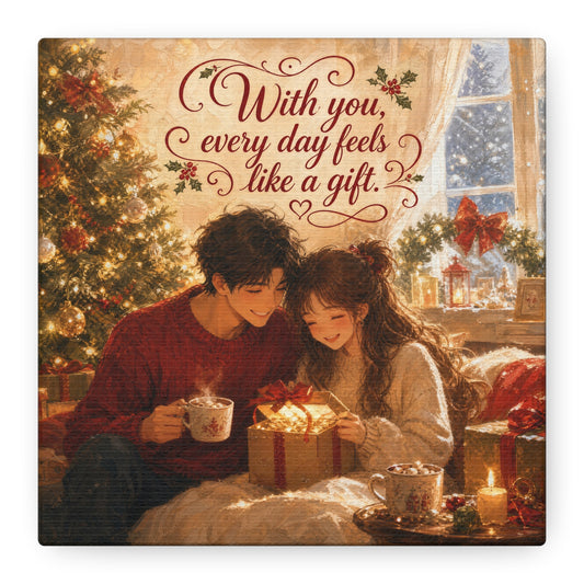 "With You" - Warm Golden Winter Decor - Traditional Quote Print For Bedroom, Living Room - Office Wall Art