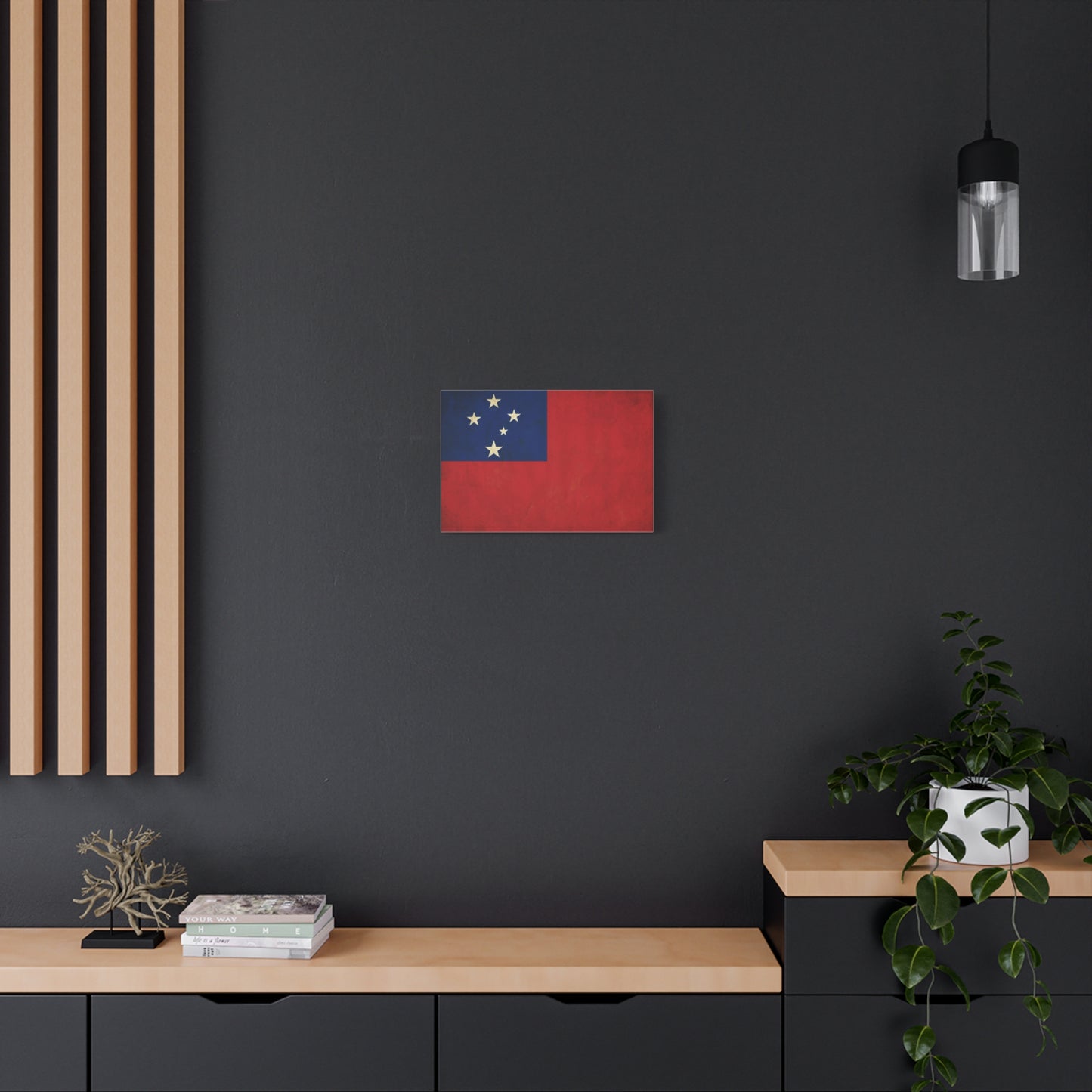 Samoa Flag Canvas Wall Art - Vintage Polynesian Nation Banner Print, Patriotic Island Decor - Matte Cotton Artwork - Living Room Home Decoration, Office Accent - Living Room Wall Decor - Ready to Hang