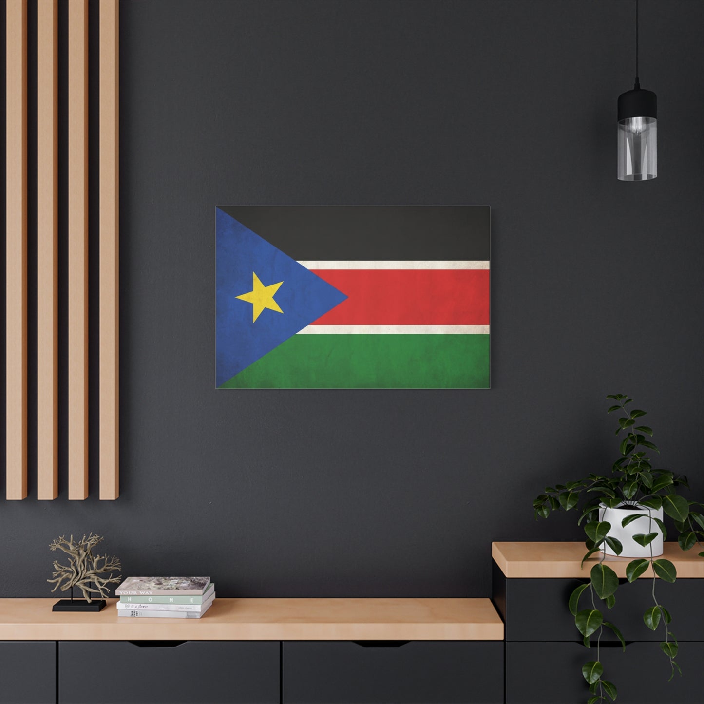 South Sudan Flag Canvas Wall Art - South Sudan Pride Decor, Vintage National Banner Print - Colorful Patriotic Artwork - Living Room Wall Decor, Office Art - Bedroom Home Decoration - Ready to Hang