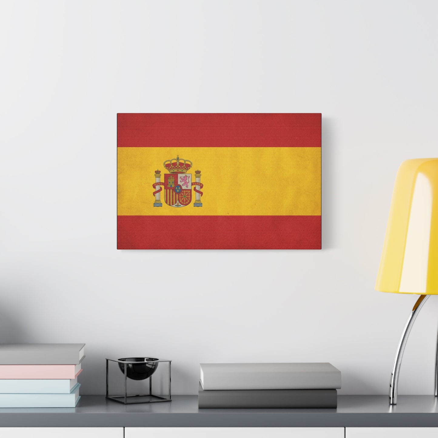 Spain Flag Canvas Wall Art - Spanish Coat Of Arms Print, Vintage Patriotic Decor - Textured Cotton Look, Traditional Style - Living Room Home Decoration - Living Room Wall Decor - Ready to Hang