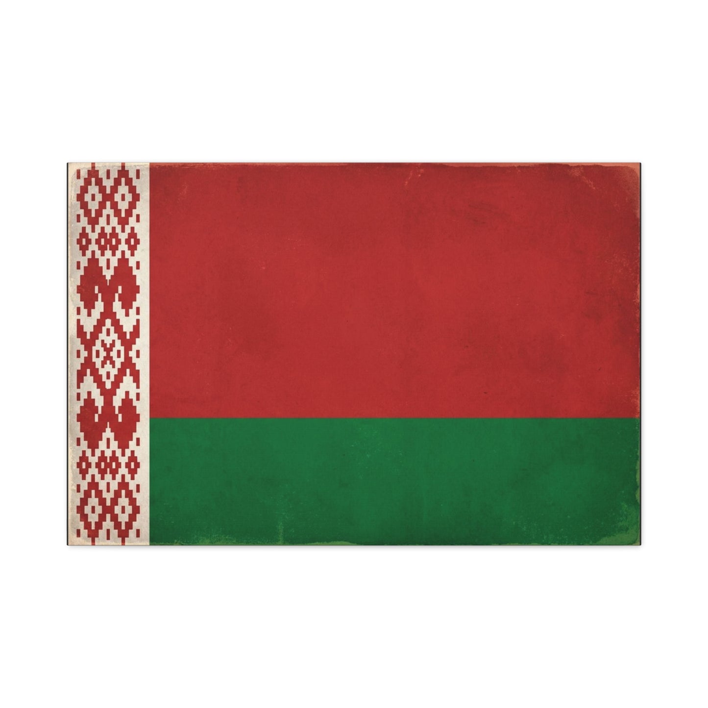 Belarus Flag Canvas Wall Art - Vintage Red Green National Banner Print, Patriotic Eastern Europe Decor - Textured Minimalist Style - Living Room Wall Decor - Modern Farmhouse Style - Ready to Hang