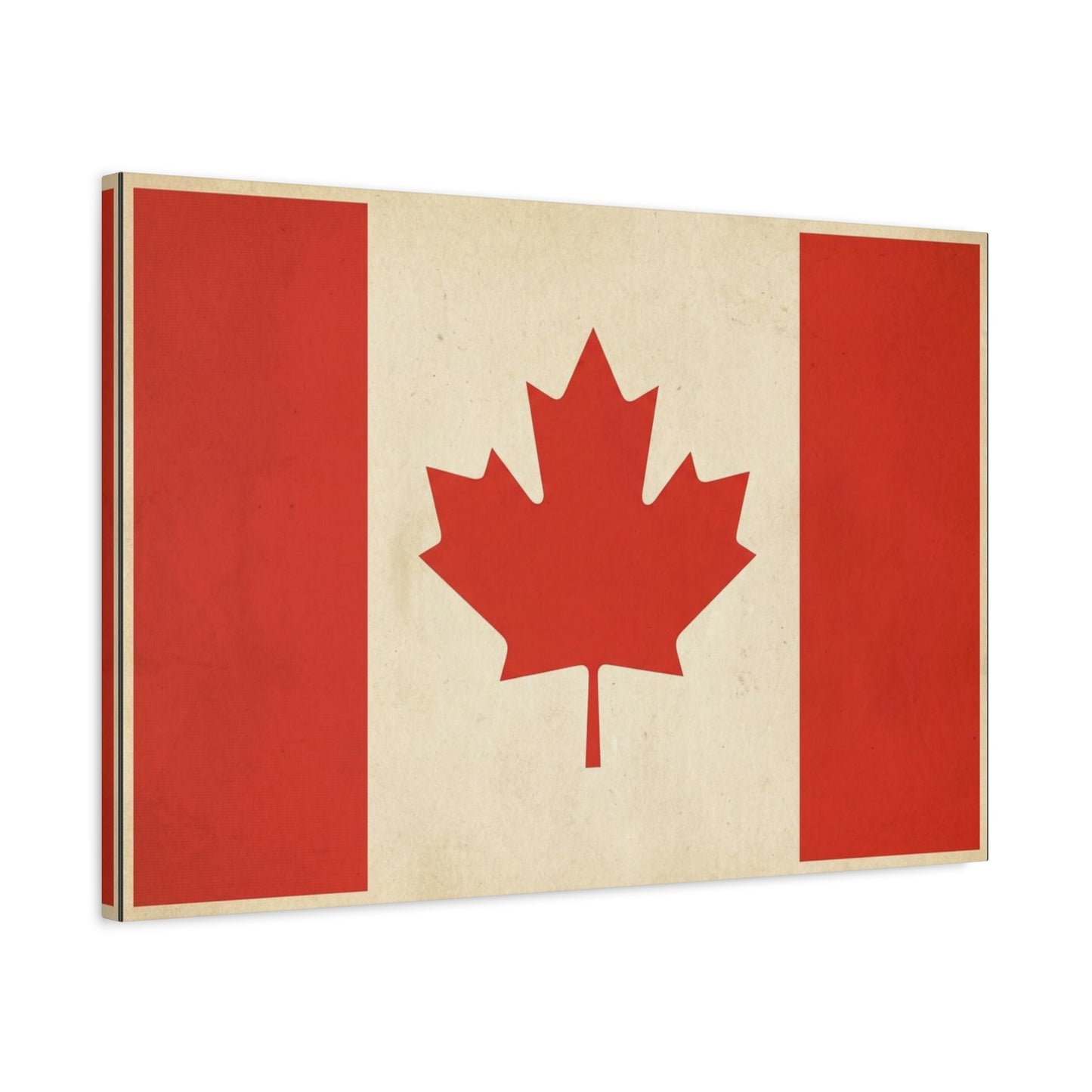 Canadian Flag Canvas Wall Art - Vintage Red Maple Leaf Patriotic Print, Rustic Neutral Texture, Canada Pride Decor, Living Room Wall Decor, Bedroom Home Decoration, Dorm Accent - Ready to Hang