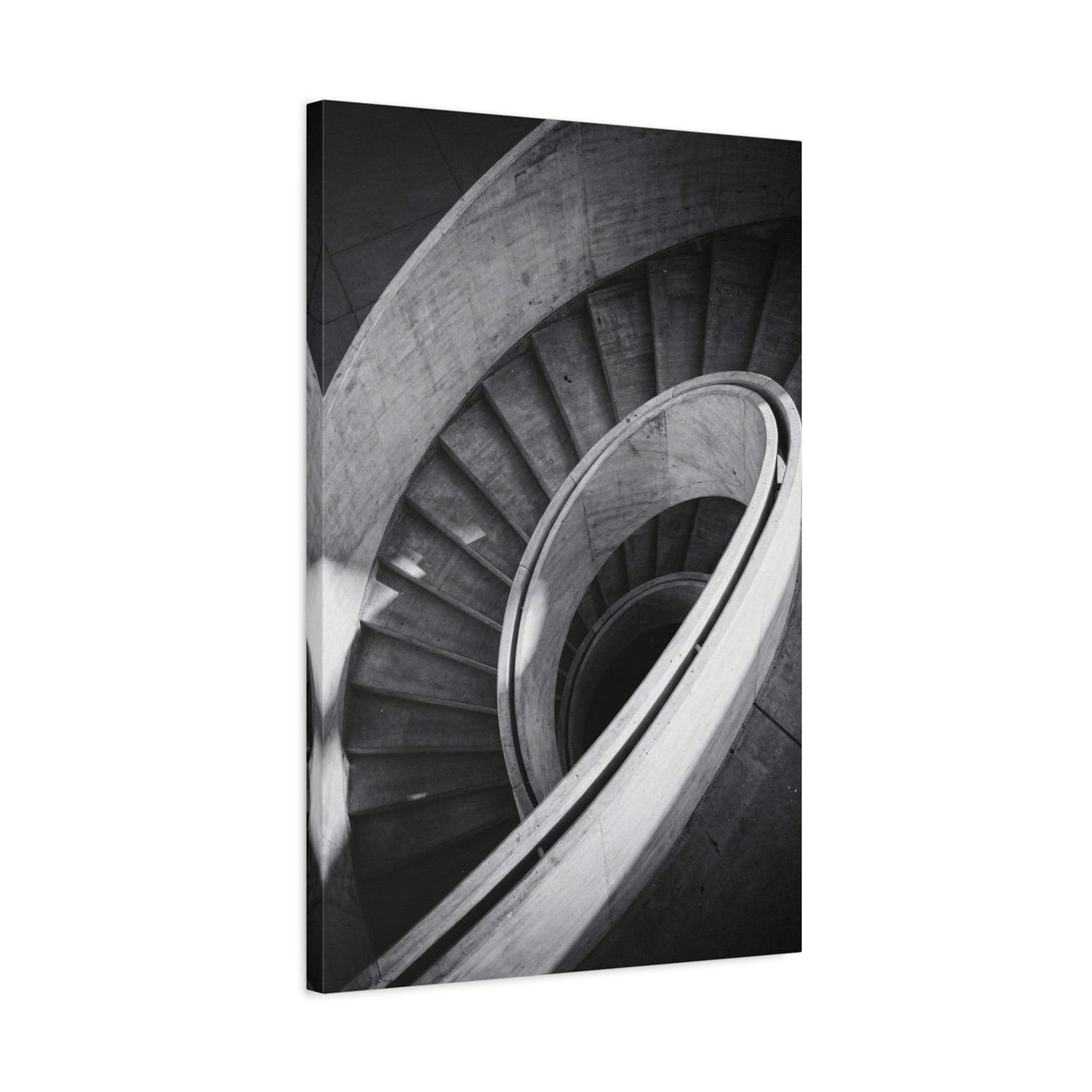 Black And White Spiral Staircase Canvas Wall Art - Architectural Art Print, Minimalist Modern Decor - Matte Cotton Canvas - Living Room Wall Decor, Home Office Accent - Bedroom Home Decoration