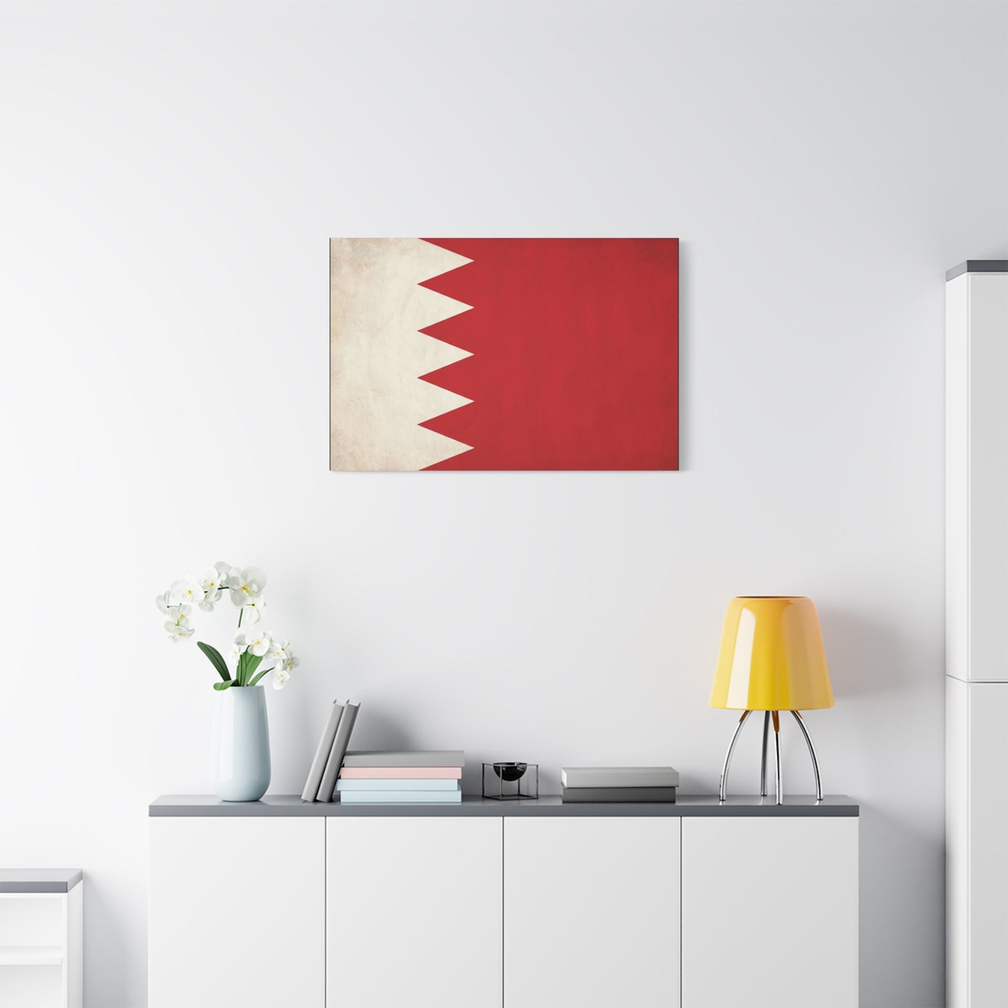 Bahrain Flag Canvas Wall Art - Vintage Red And White National Print - Minimalist Patriotic Decor - Cotton Canvas Wall Hanging - Living Room Home Decoration - Modern Farmhouse Style - Ready to Hang