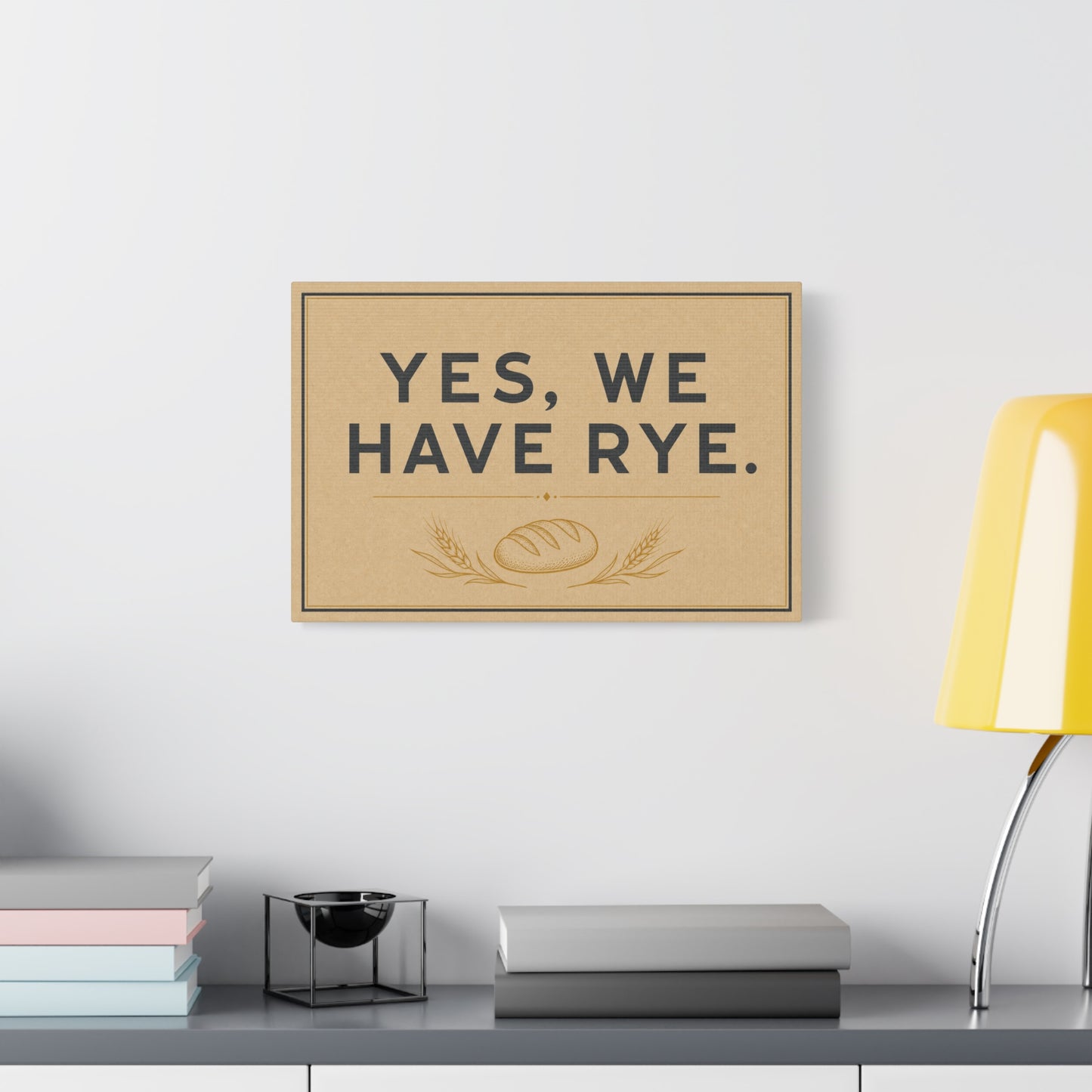 "Yes, We Have Rye." Typography Canvas Wall Art - Vintage Bread Bakery Sign Decor - Rustic Farmhouse Style - Ready to Hang - Deli Wall Decor - Sandwich Shop Sign - Statement Piece for Art Lovers