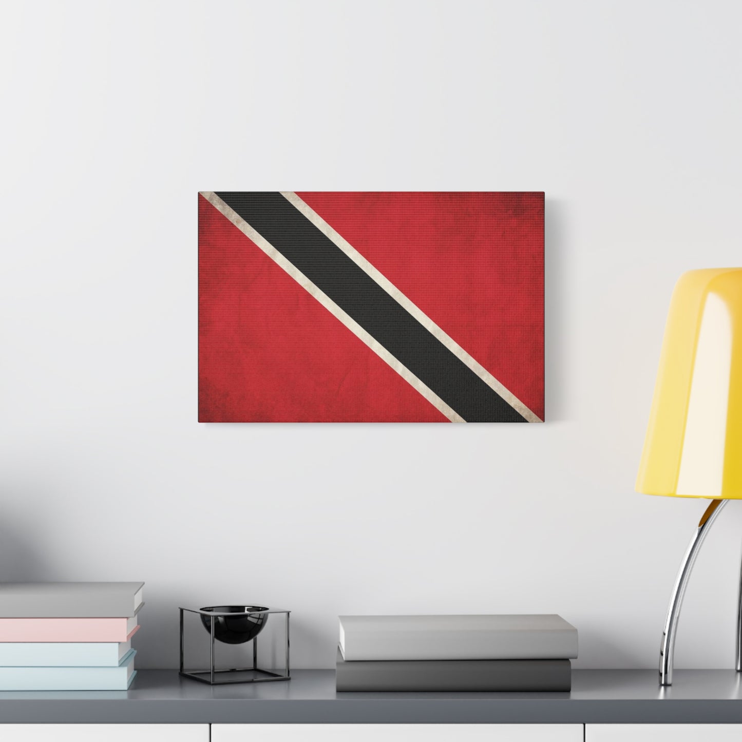 Trinidad And Tobago Flag Canvas Wall Art - Vintage National Pride Decor, Red Black White Graphic Print - Cultural Heritage Style - Living Room Wall Decor - Bedroom Home Decoration - Ready to Hang