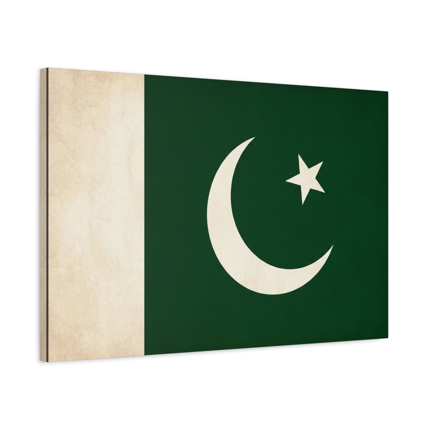 Pakistan Flag Canvas Wall Art - Crescent Moon Star Green White National Decor - Vintage Style Matte Print - Living Room Wall Decor, Bedroom Home Decoration - Bedroom Home Decoration - Ready to Hang