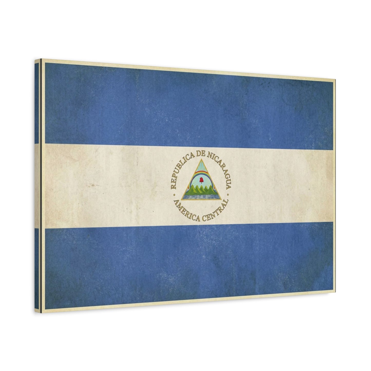 Republica De Nicaragua America Central Flag Canvas Wall Art - Vintage Blue White Country Print - Patriotic Heritage Decor - Living Room Home Decoration - Living Room Wall Decor - Cozy Reading Nook Art