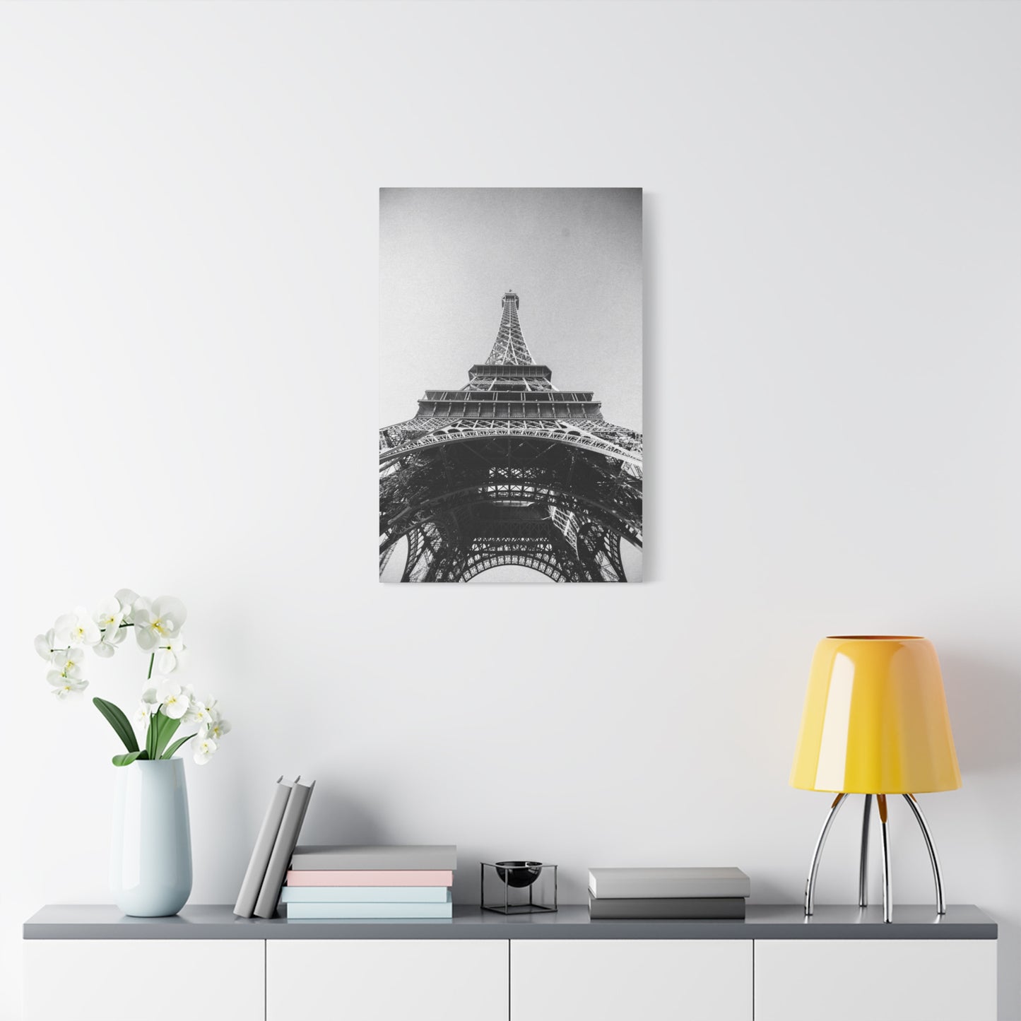 Eiffel Tower Canvas Wall Art - Black And White Paris Art Print, Architectural Landmark Decor - Matte Cotton Canvas - Modern Minimalist Style For Living Room Bedroom Office - Office Wall Art