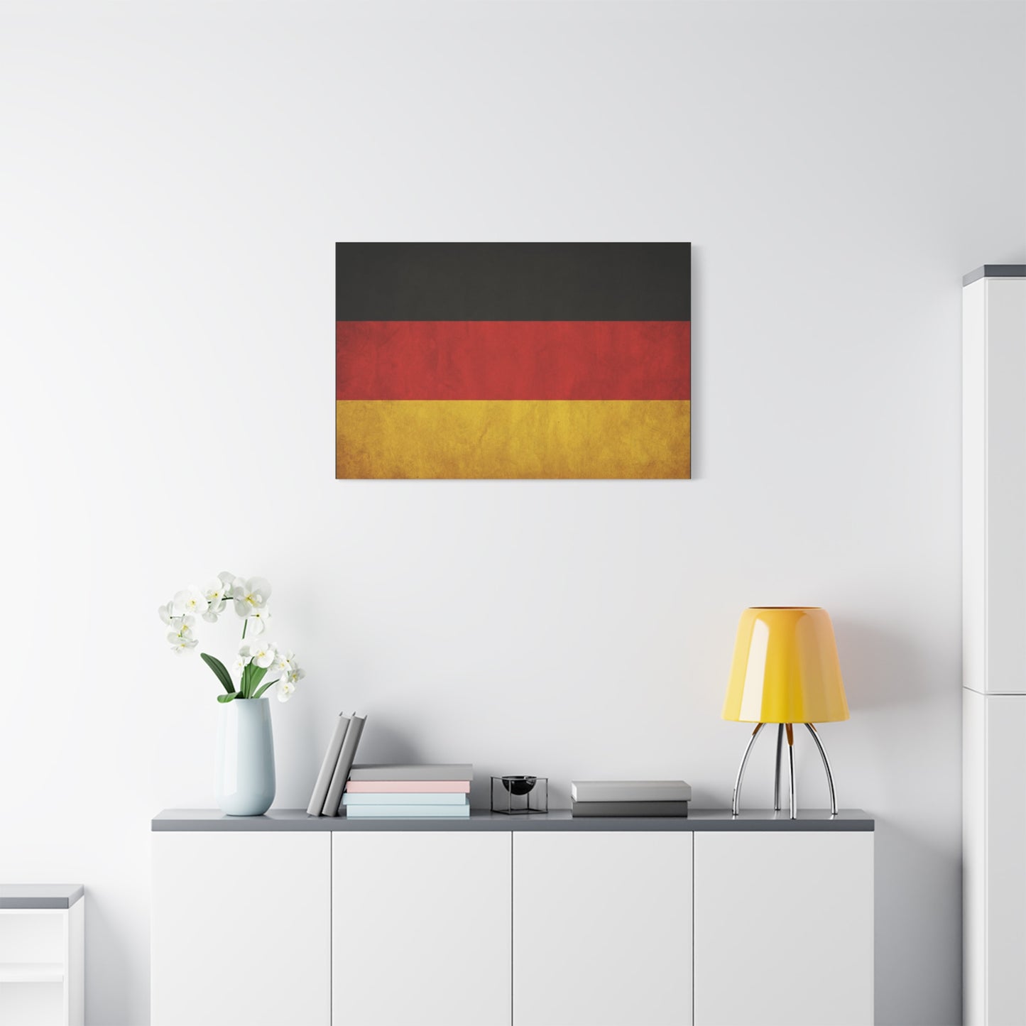 German Flag Canvas Wall Art - Vintage Germany Pride Decor, Black Red Gold Horizontal Banner Print - Rustic Textured Style, Living Room Wall Decor, Office Art - Bedroom Home Decoration - Ready to Hang